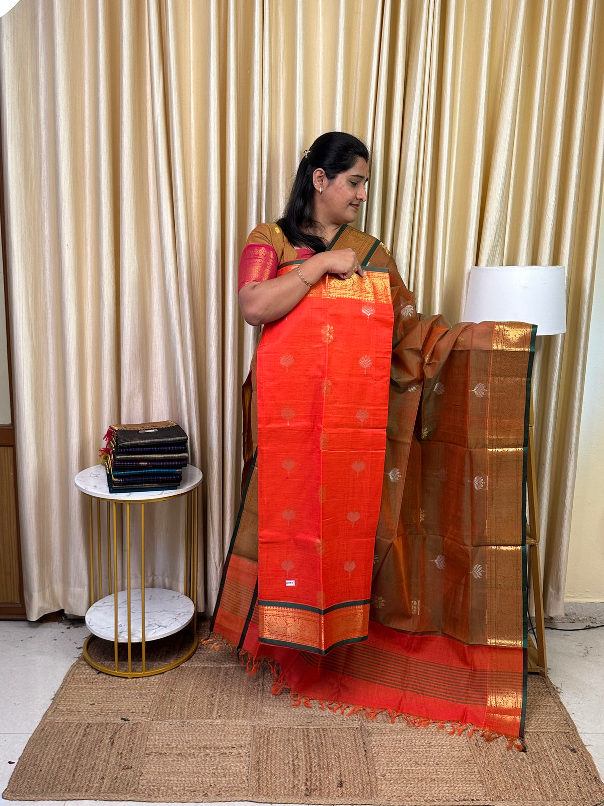 Special butta Mangalgiri handloom 2 piece set-Lotus11
