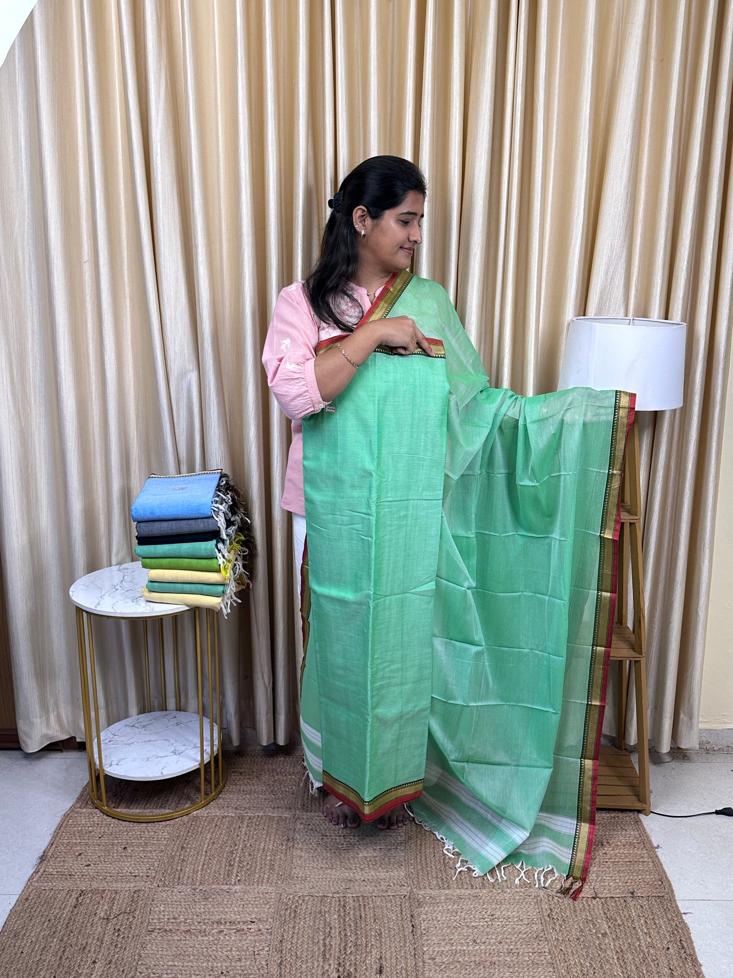 Narayanpet checks Mercerised cotton (4.5 m Top)-NILA60