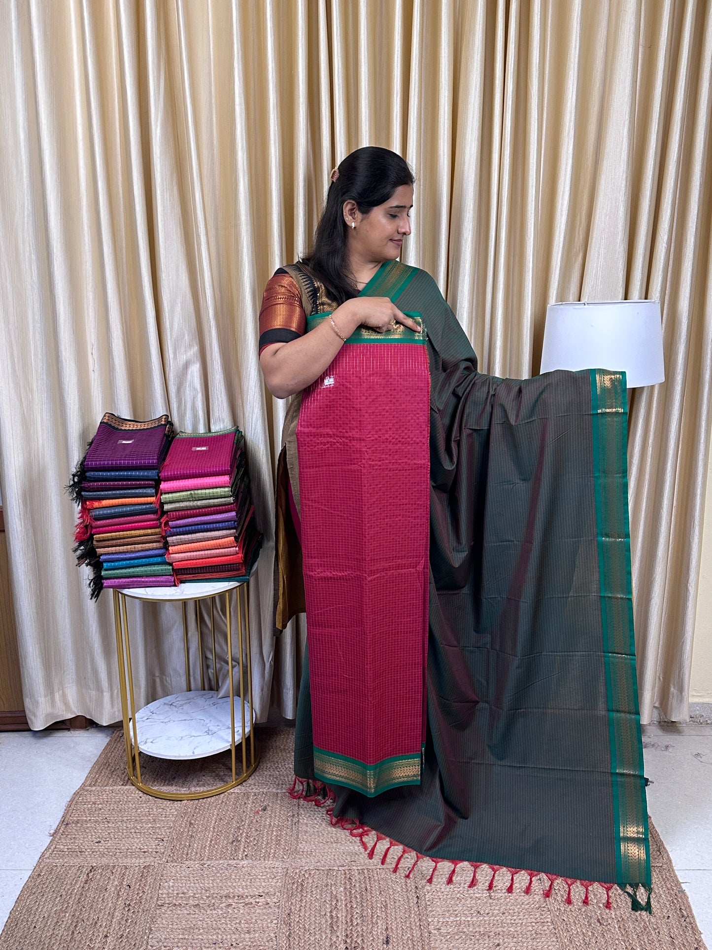 Kalyani checks silk by cotton 2 piece set - 1