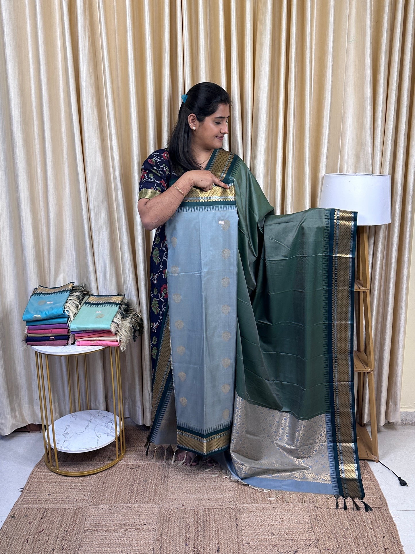 Semi Gadwal soft silk 2 piece set-GWS4