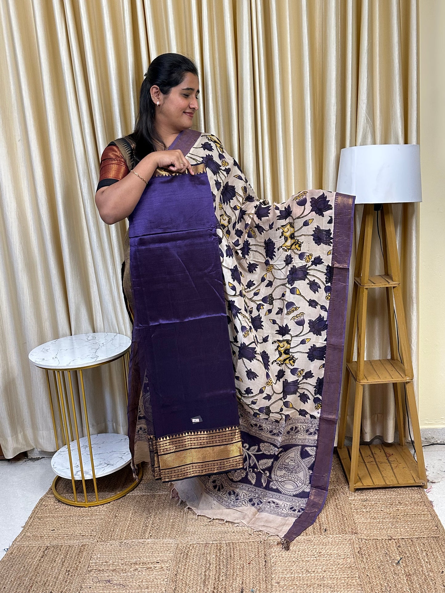 Handloom Mangalgiri Top kalamkari Duppatta-CBB11