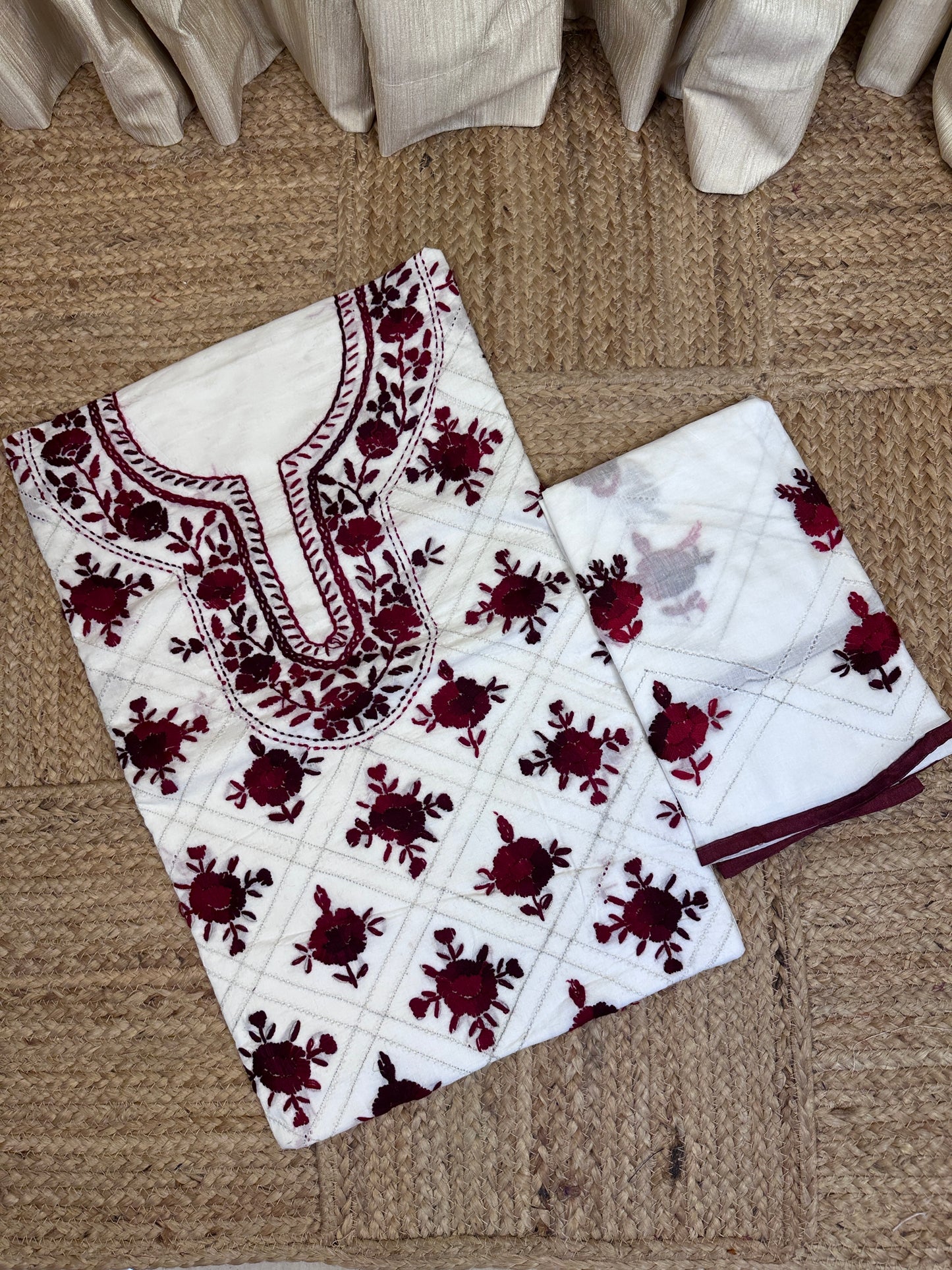 Phulkari Embroidery Cut work 3 piece set-5