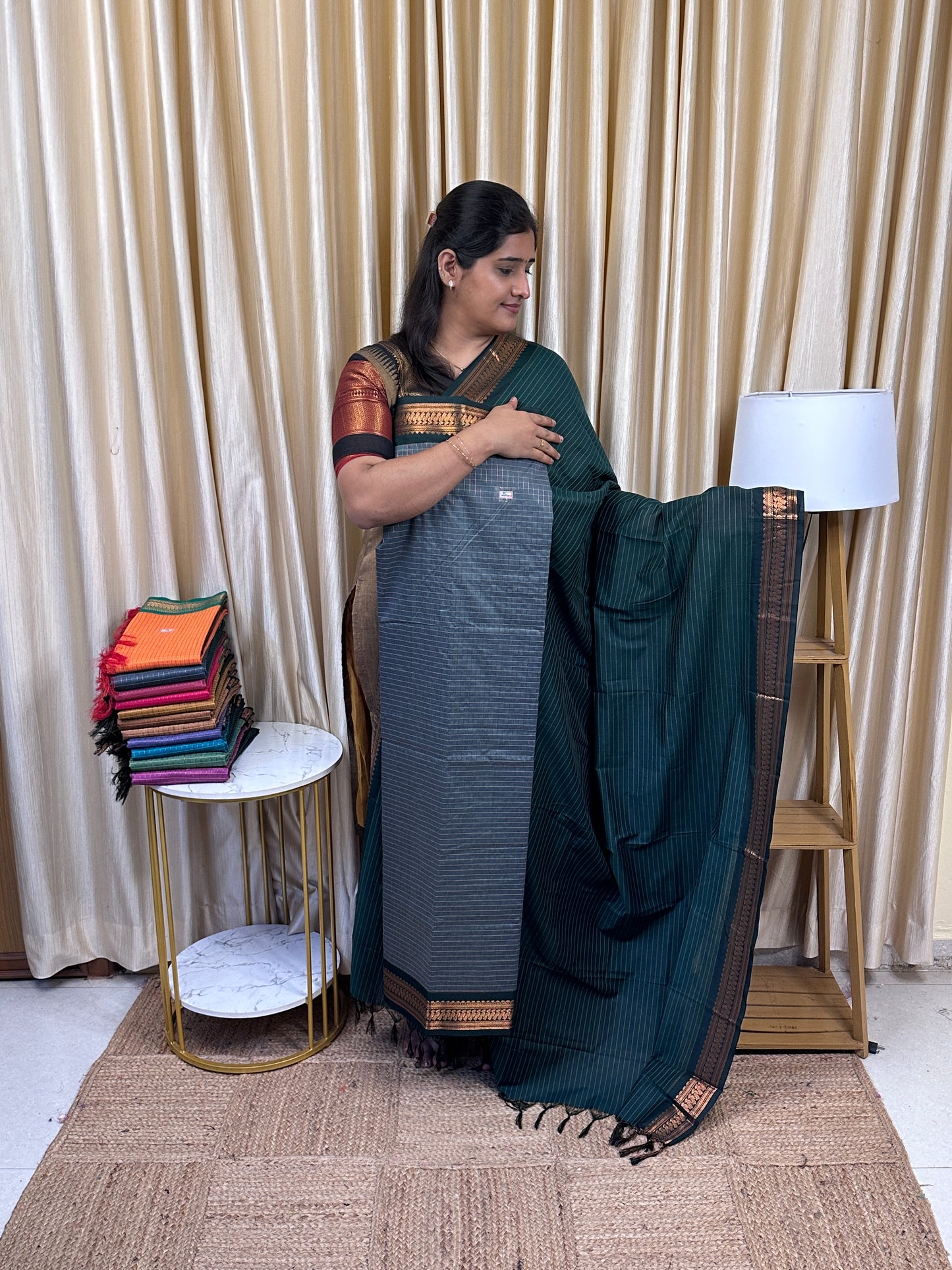 Kalyani checks silk by cotton 2 piece set - 19