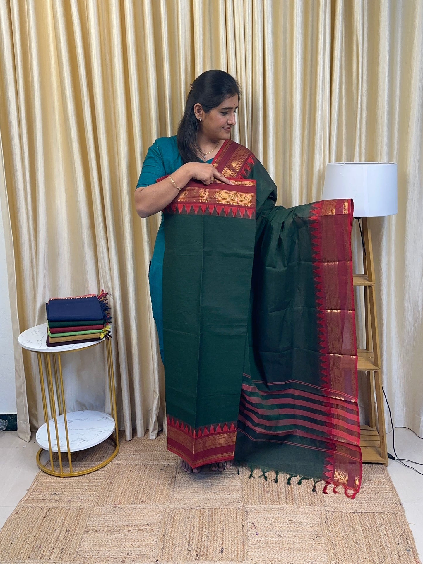 Kanchi cotton special edition -Emerald Green big border