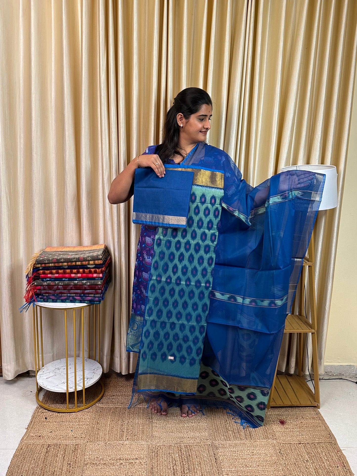 Handloom Pochampalli Sico 3 piece set -KHP 32