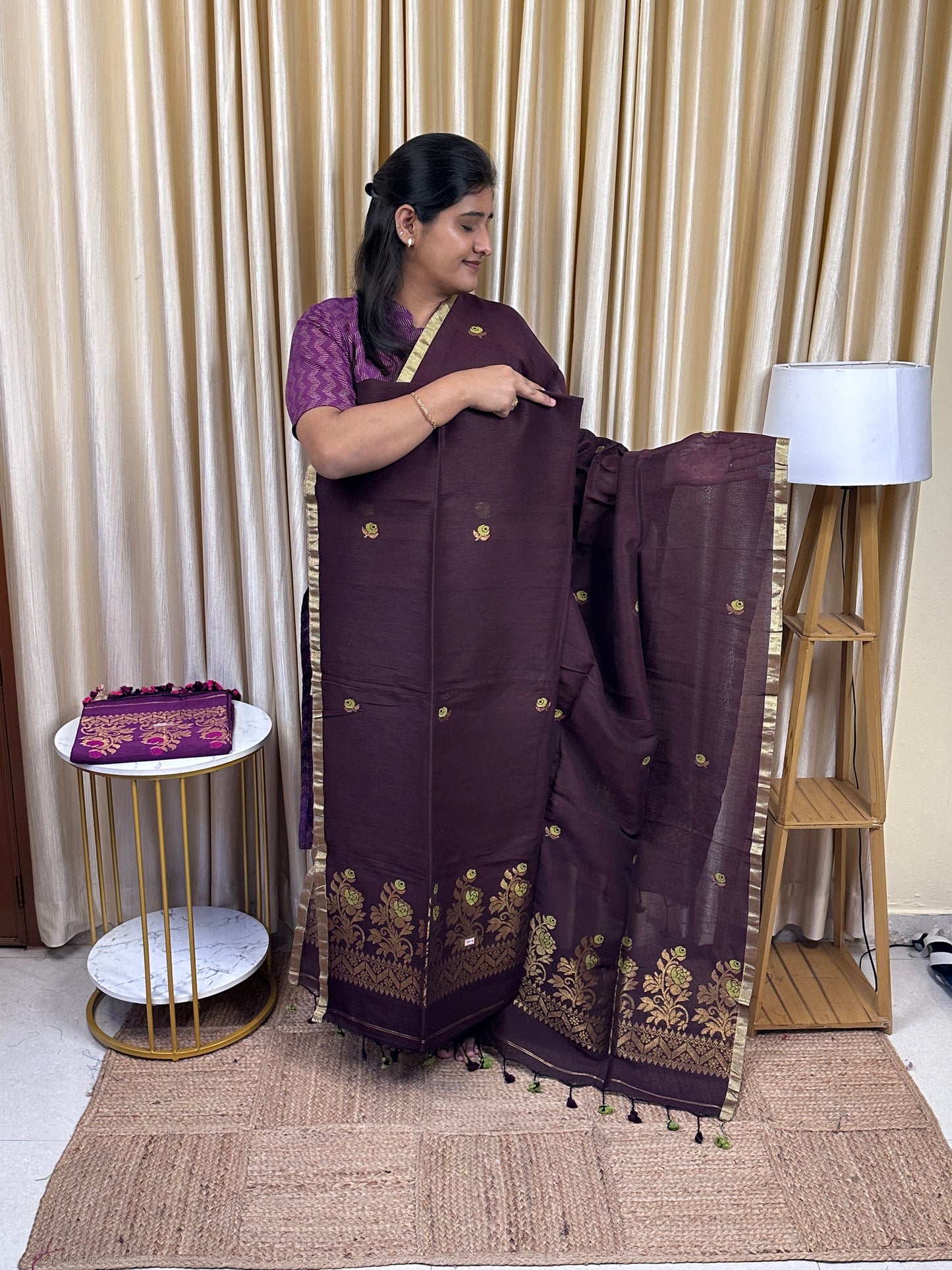 Linen Banarasi Jamdhani handloom JAM14