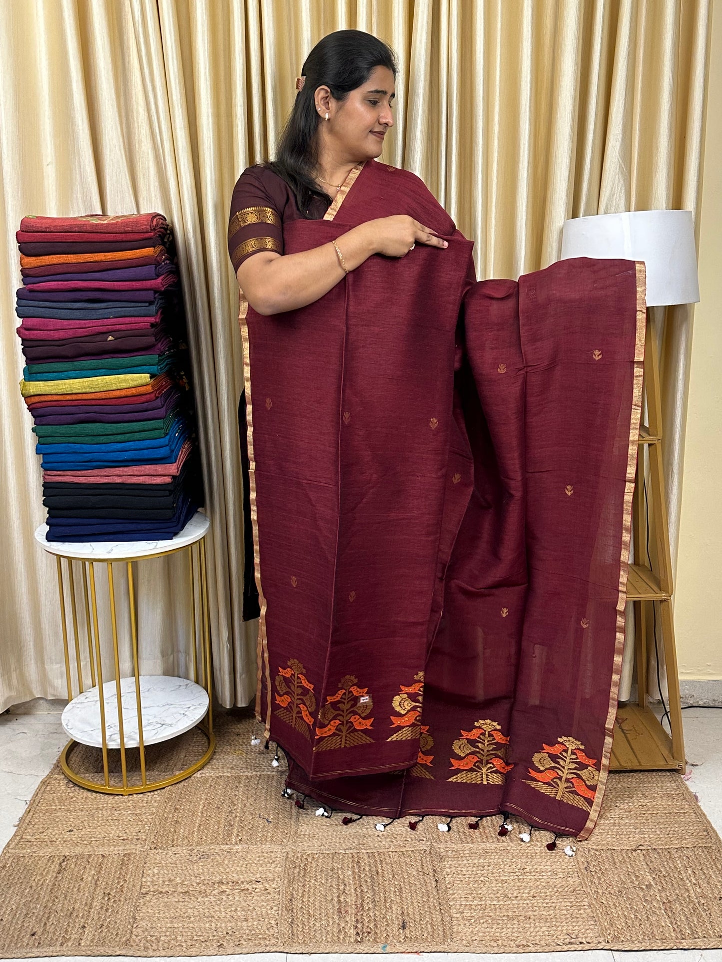 Linen Banarasi Jamdhani handloom JAM52