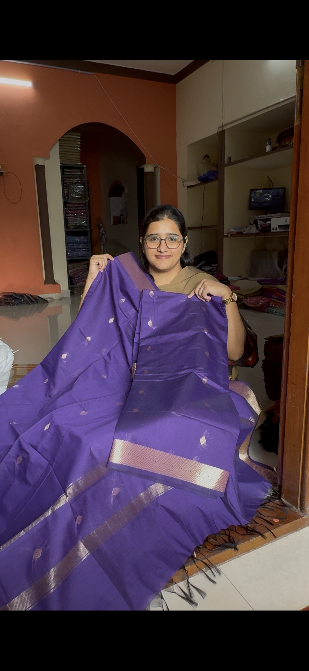 Nayanthara inspired Maheswari (Kora ) silk cotton 2 piece set