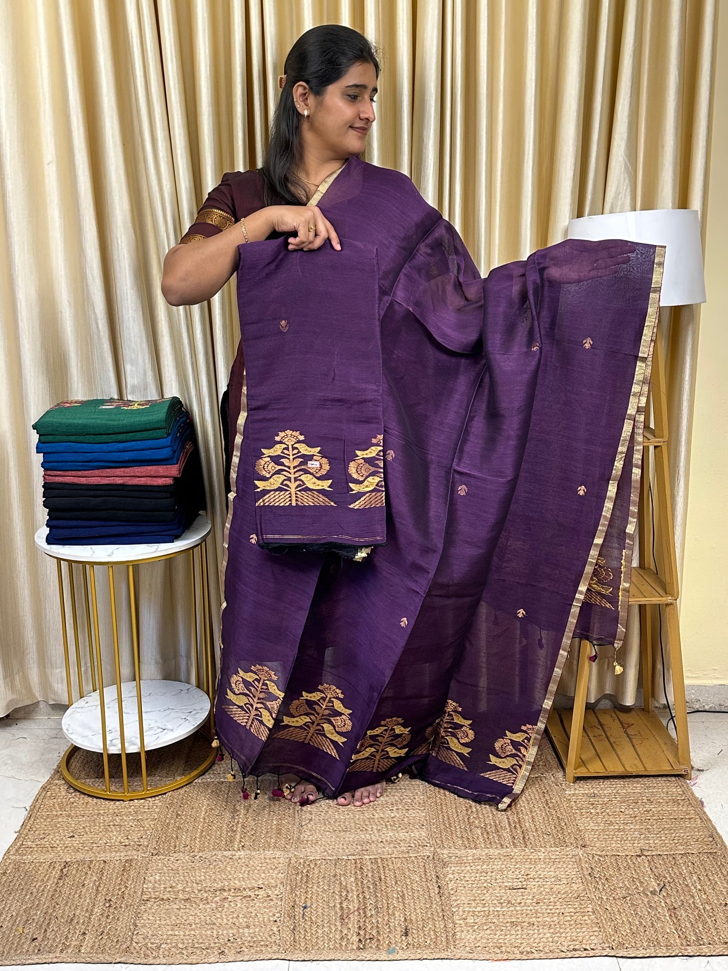 Linen Banarasi Jamdhani handloom JAM75