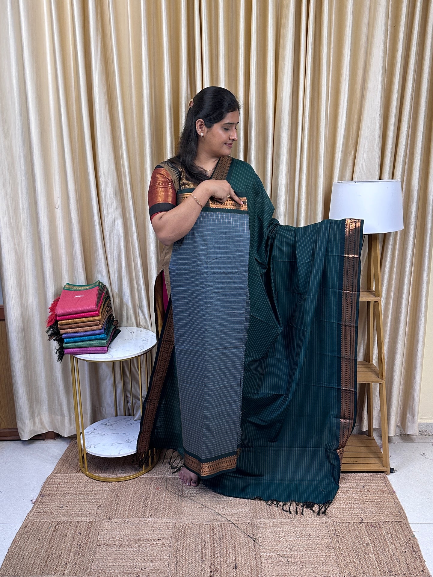 Kalyani checks silk by cotton 2 piece set - 21