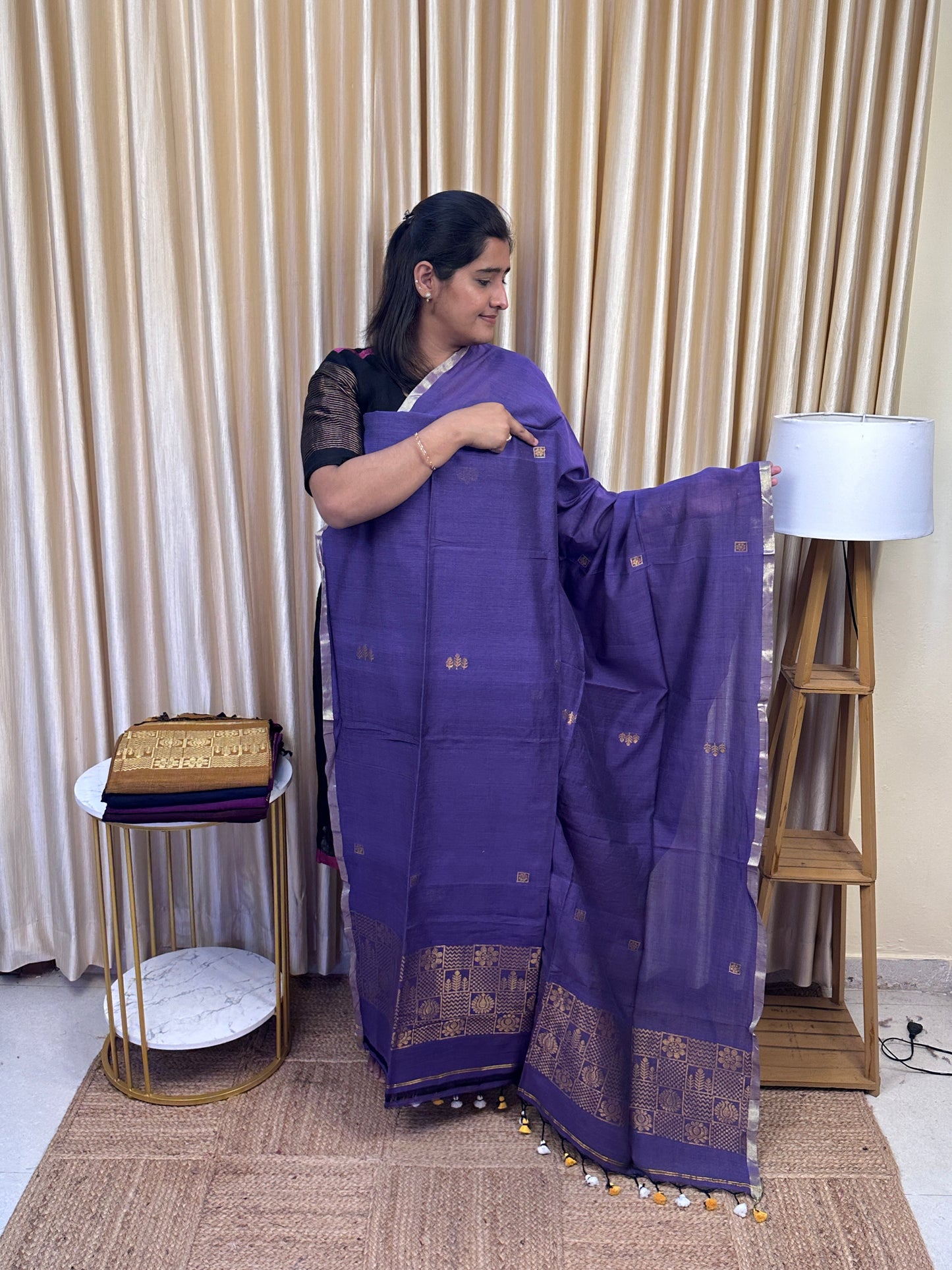 Banarasi Handwork Jamdhani Mercerised cotton 2 piece set - Checks 14
