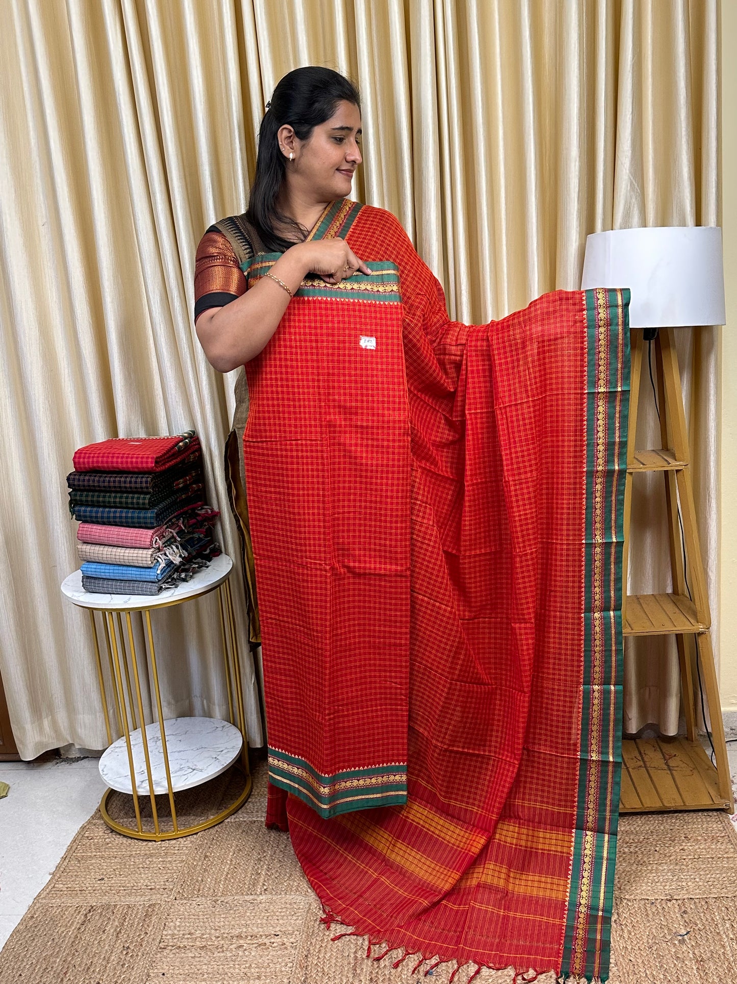 Narayanpet checks Mercerised cotton (4.5 m Top)-TCH1