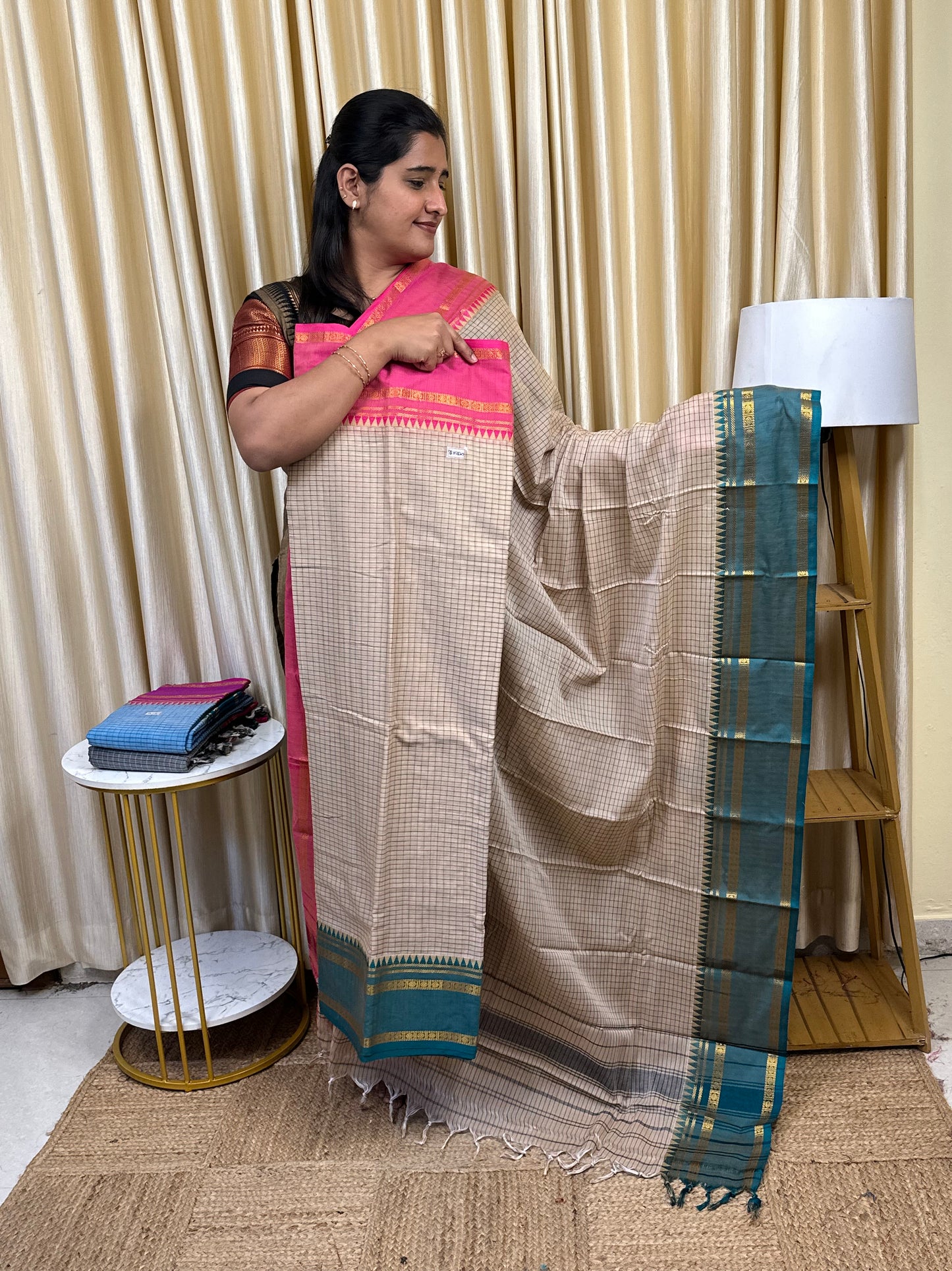 Narayanpet checks Mercerised cotton (4.5 m Top)-GJCH2