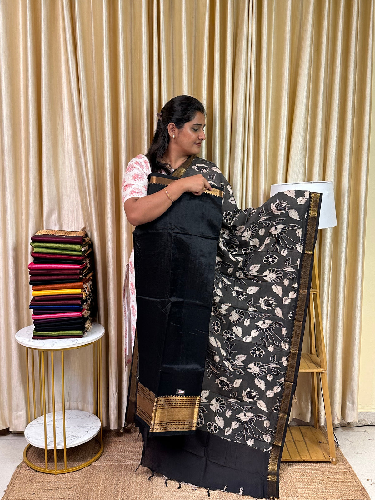 Handloom Mangalgiri Top kalamkari Duppatta-MG7