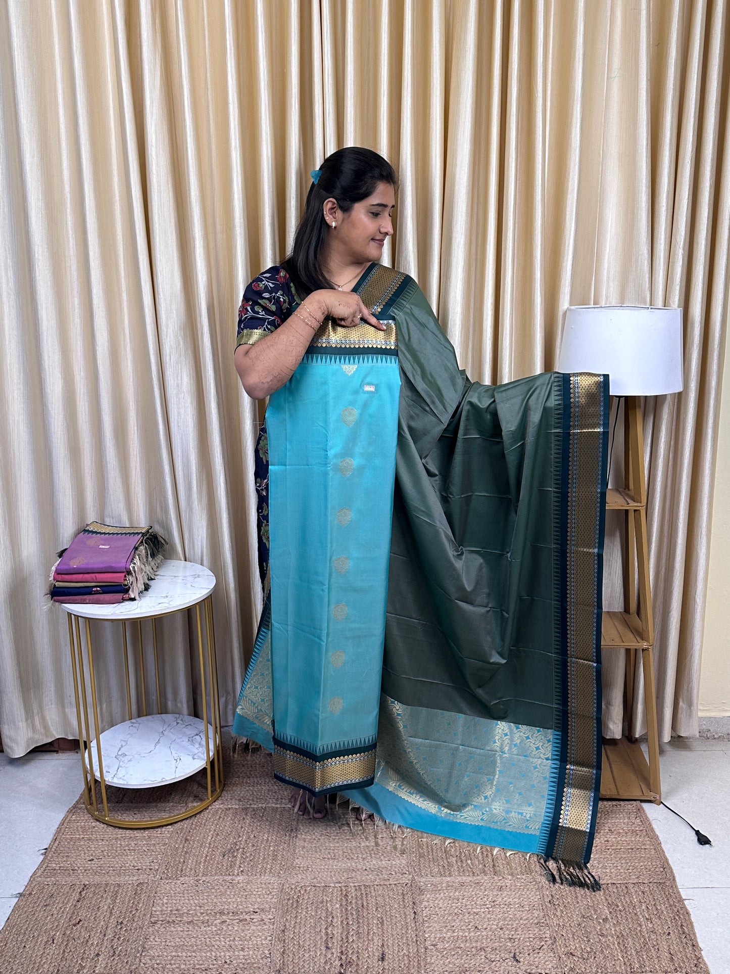 Semi Gadwal soft silk 2 piece set-GWS13