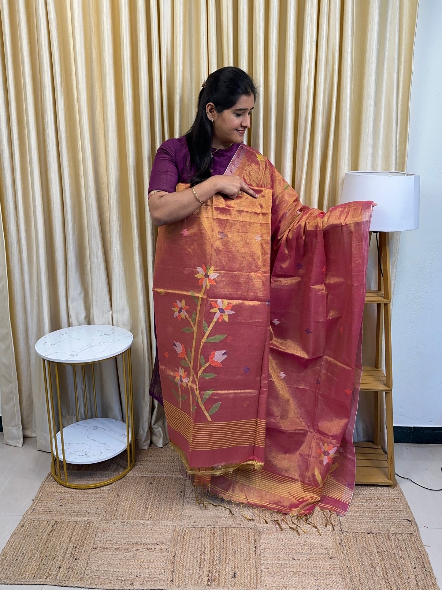 Tissue paithani jamdani handwork-2