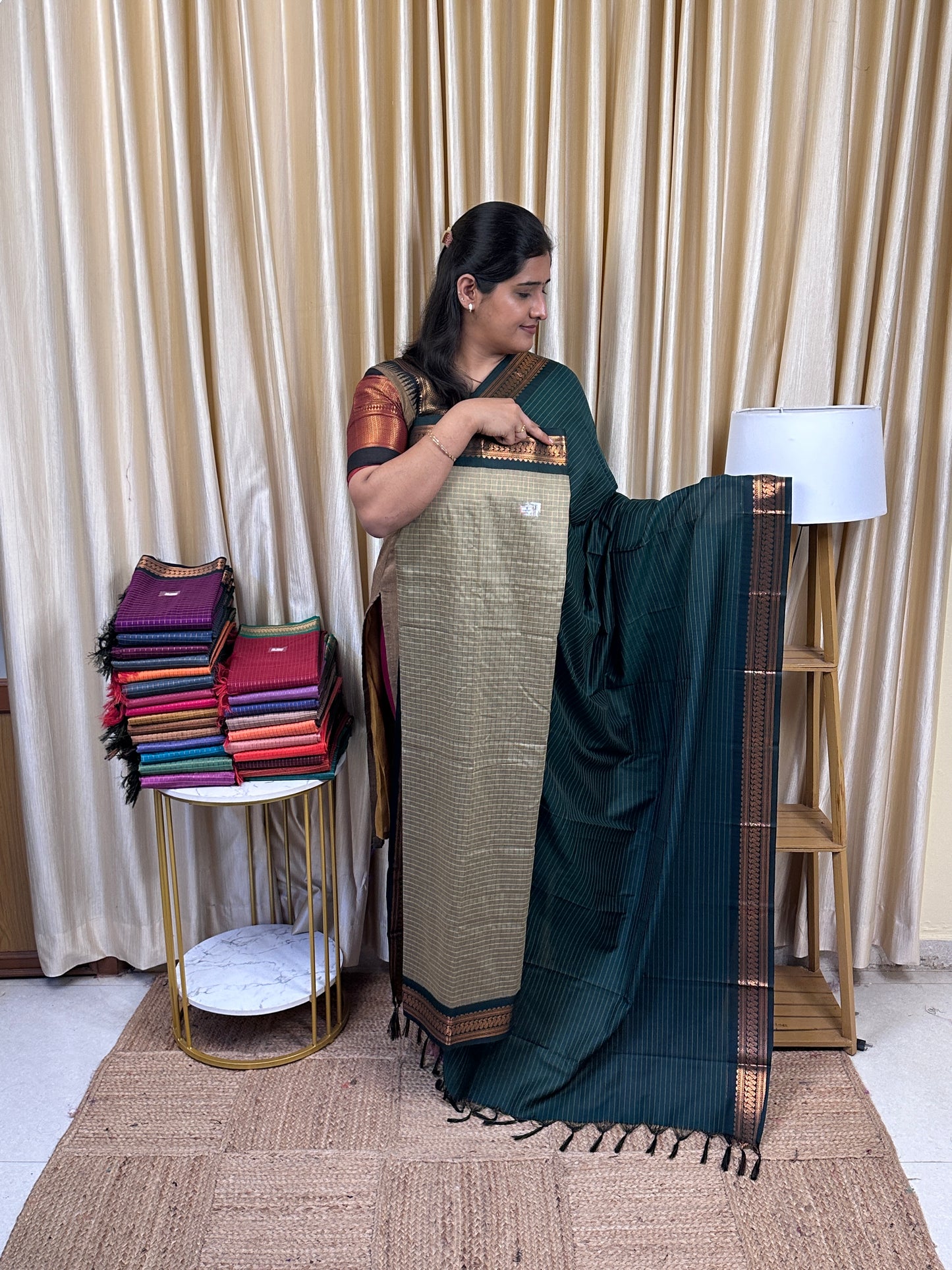 Kalyani checks silk by cotton 2 piece set - 5