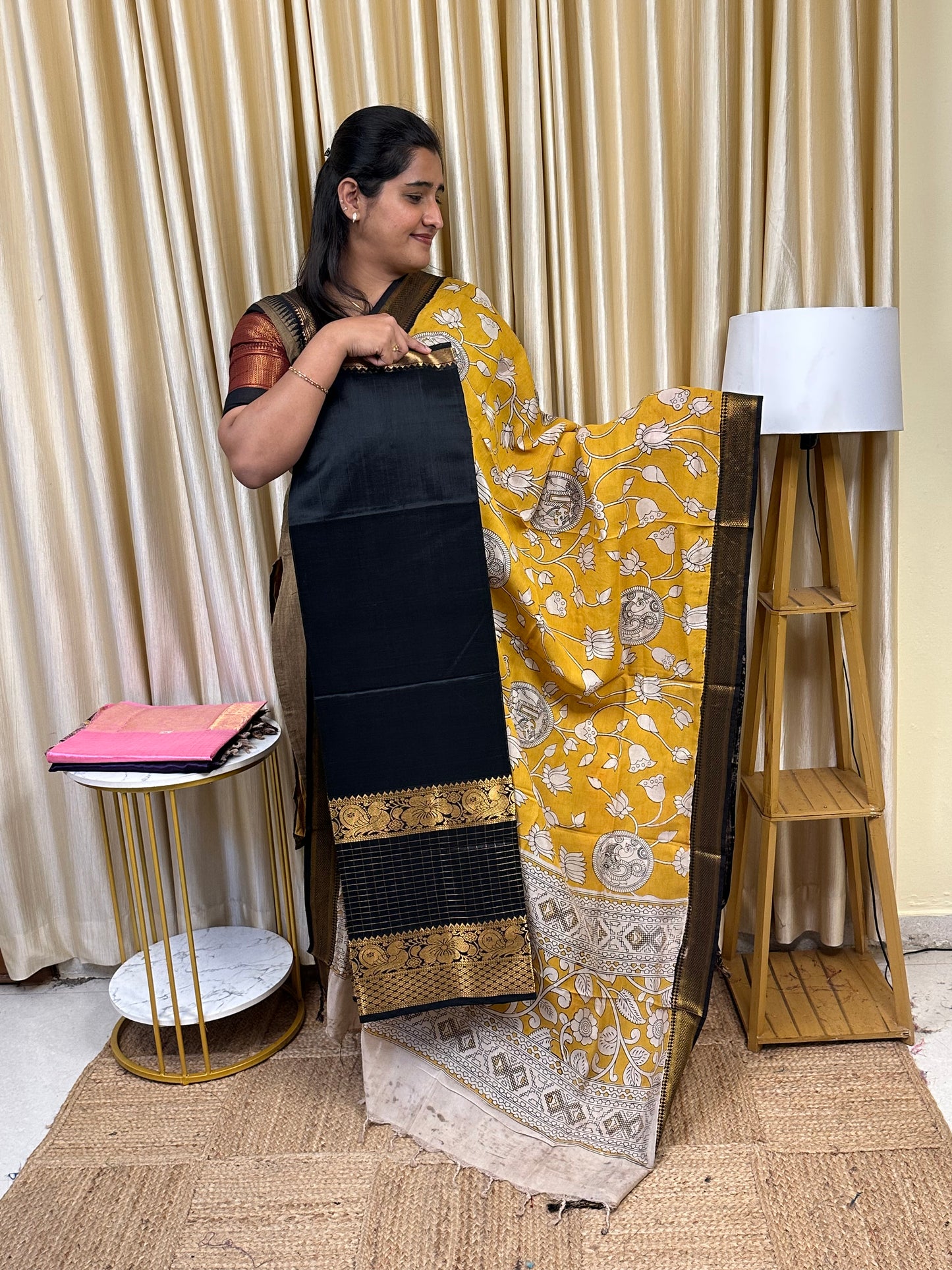 Handloom Mangalgiri Top kalamkari Duppatta-CBB9