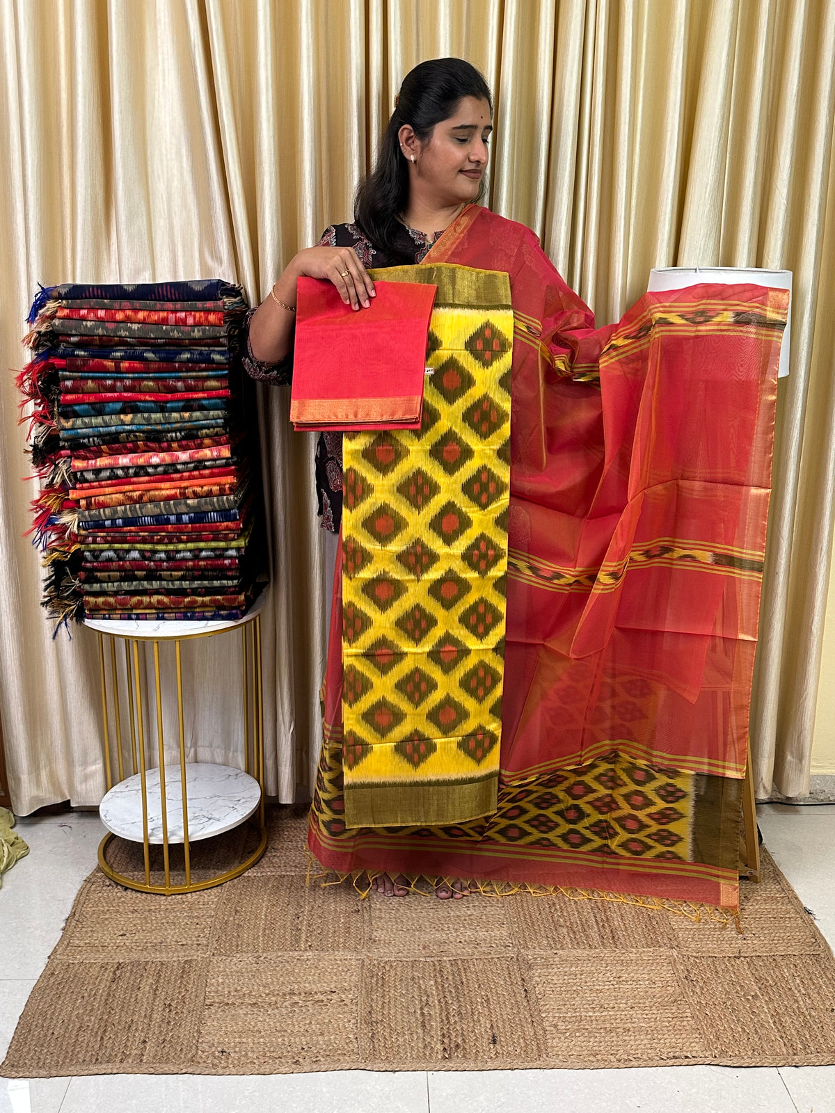 Handloom Pochampalli Sico 3 piece set -KHP 54