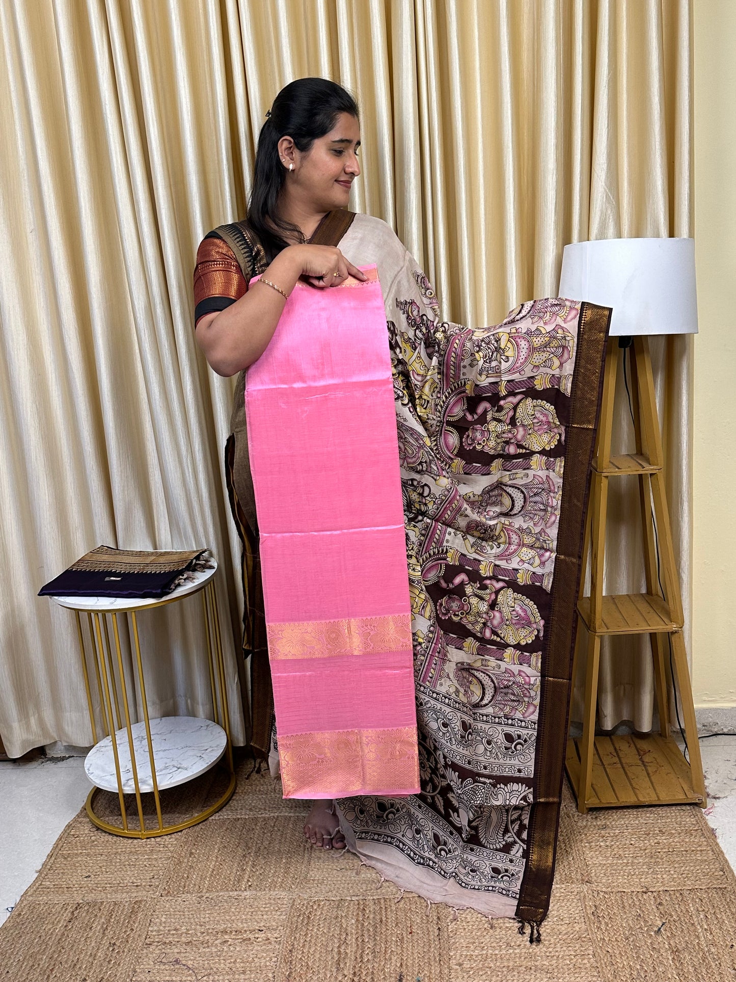 Handloom Mangalgiri Top kalamkari Duppatta-CBB10