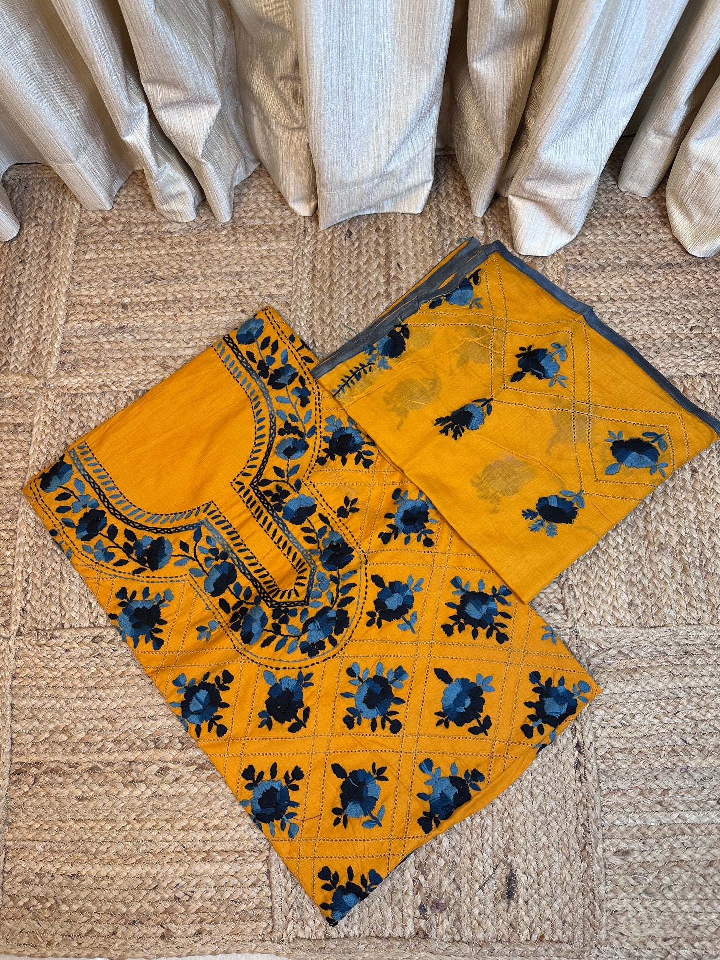 Phulkari Embroidery Cut work 3 piece set-7