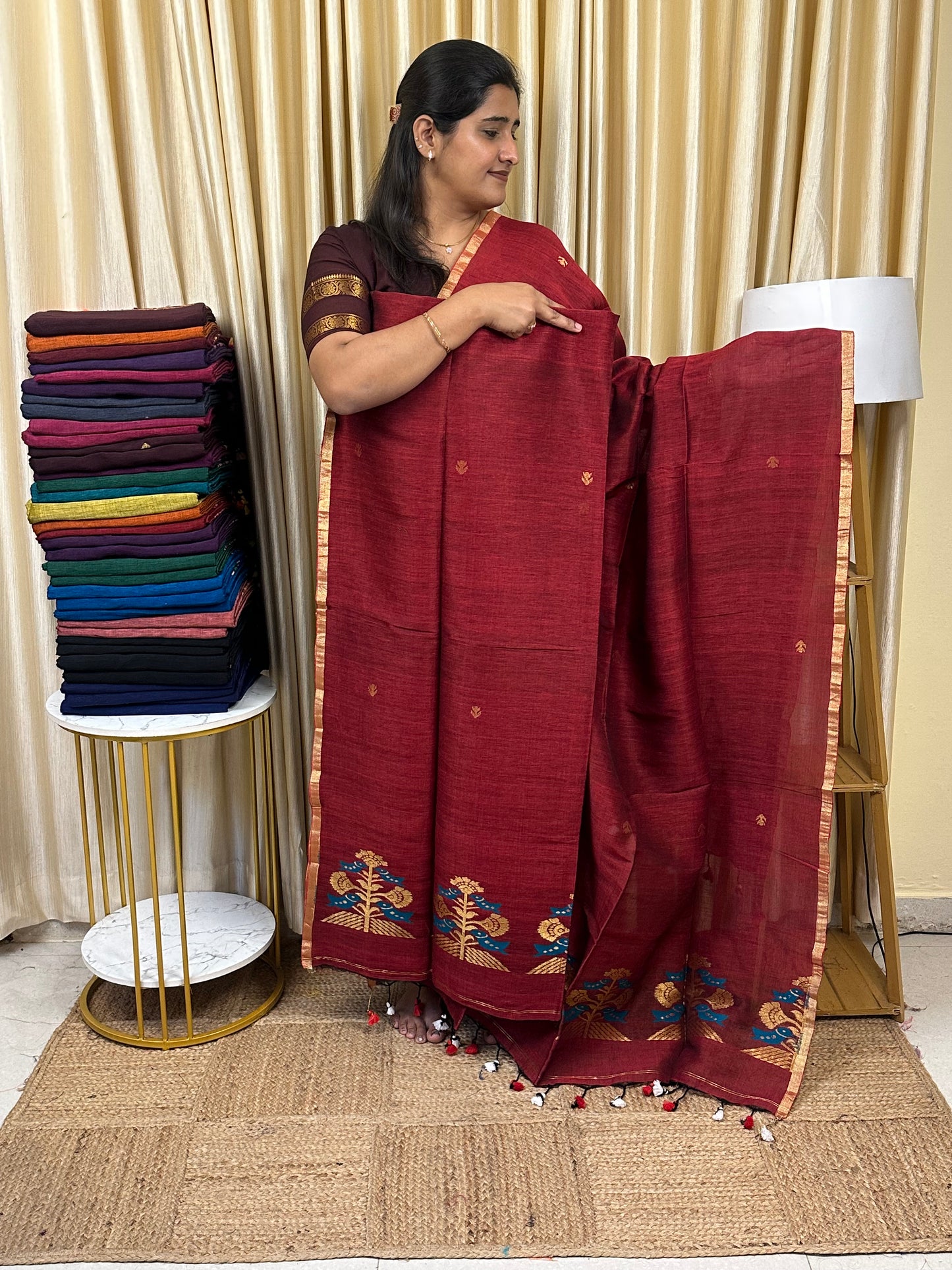 Linen Banarasi Jamdhani handloom JAM54