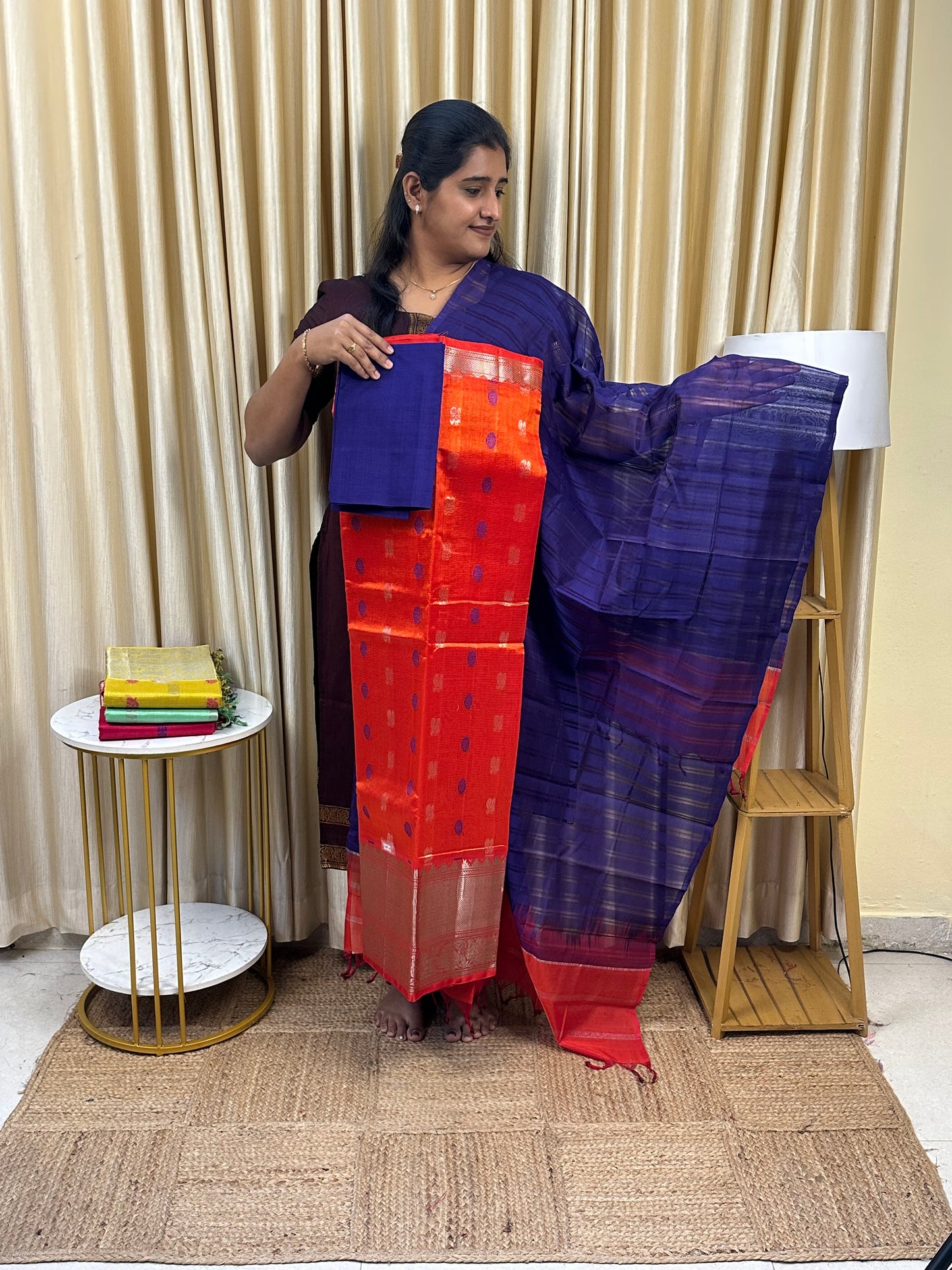 YAZHI 22 Big border Mangalgiri handloom Floral butta