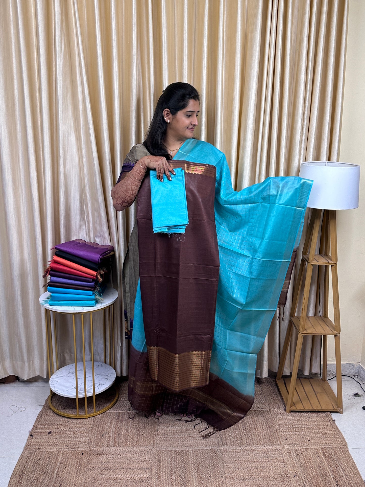 Mangalagiri big border silk cotton 3 piece set MBD-15