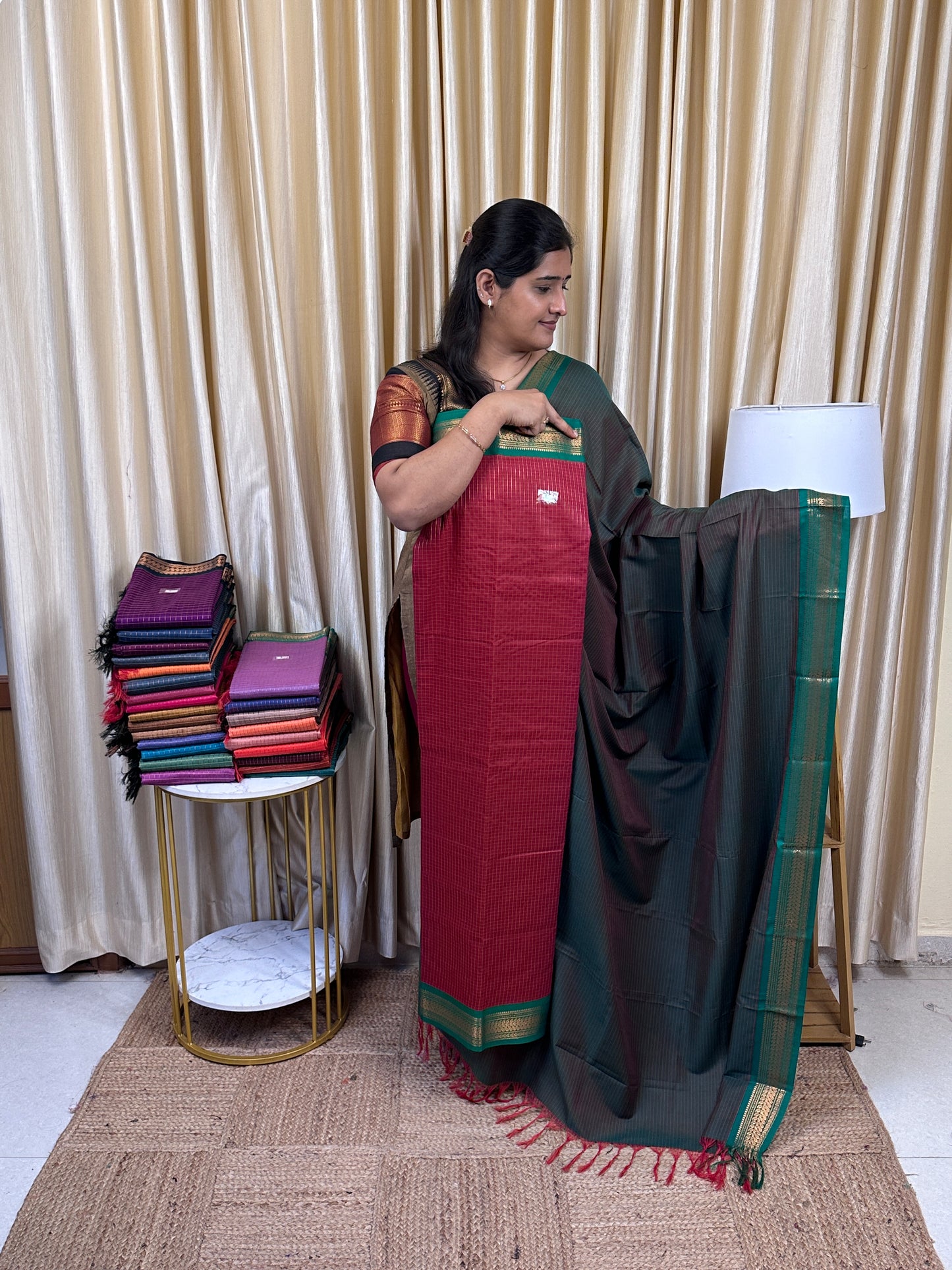 Kalyani checks silk by cotton 2 piece set - 6