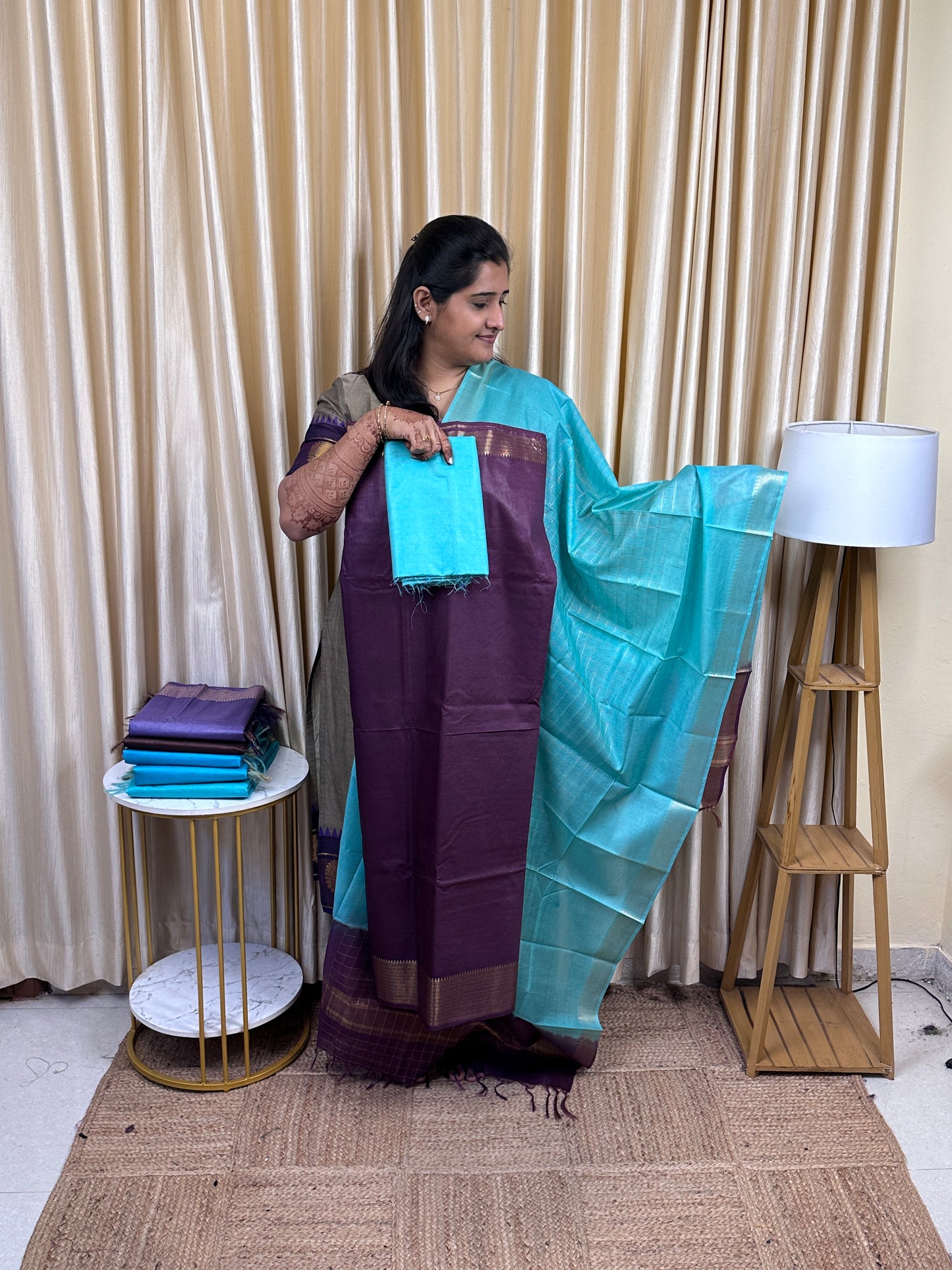 Mangalagiri silk cotton 3 piece set TMG-27