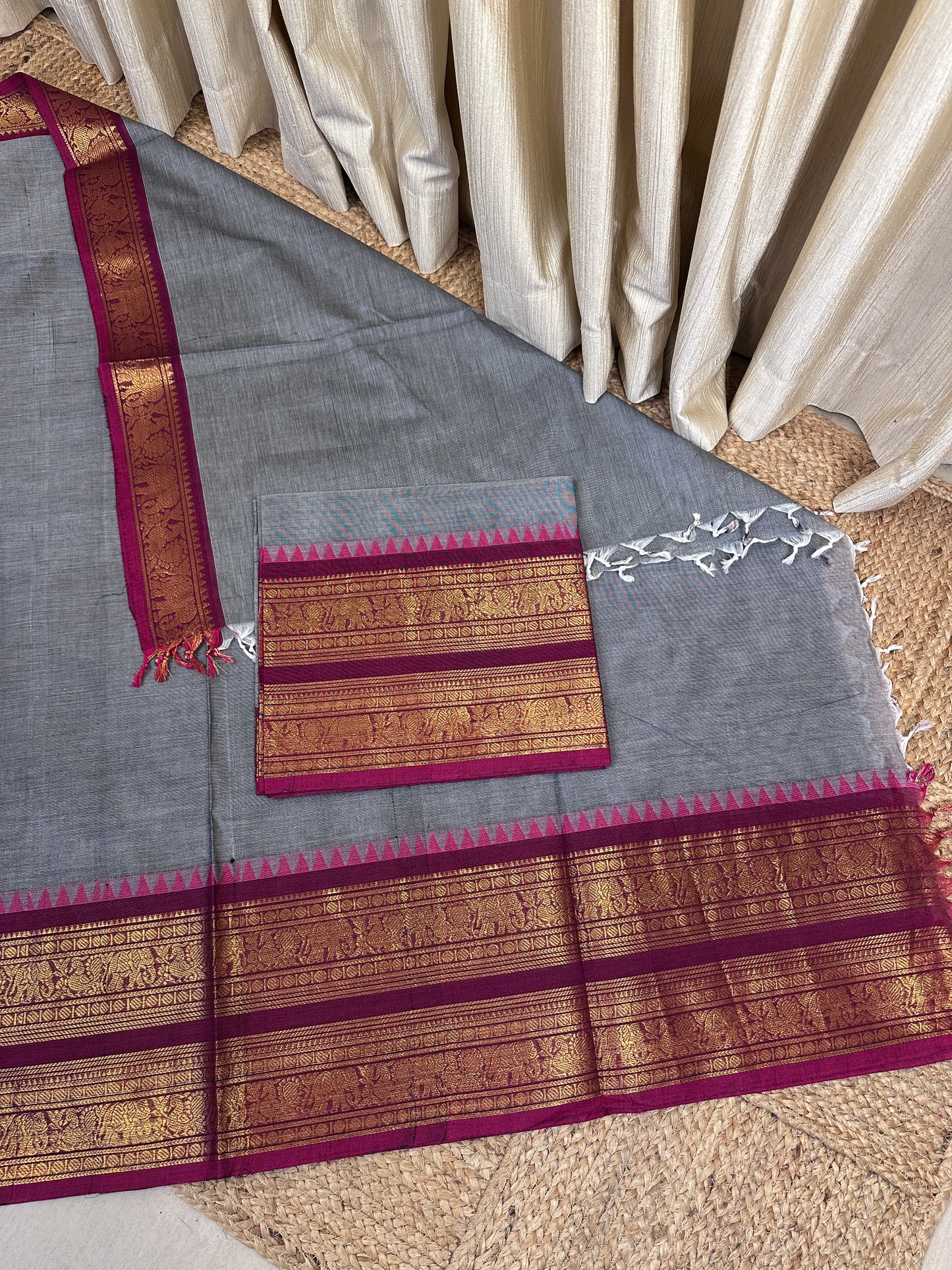 Isai Bigborder Chettinad 2 piece set (grey) - ISAI 5
