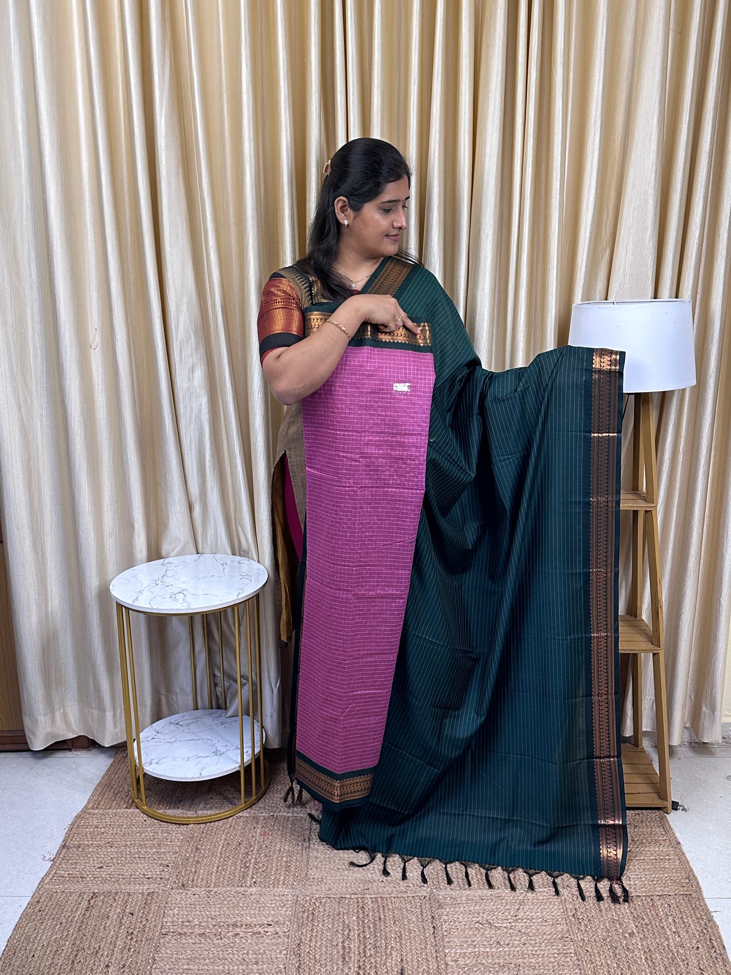 Kalyani checks silk by cotton 2 piece set - 30