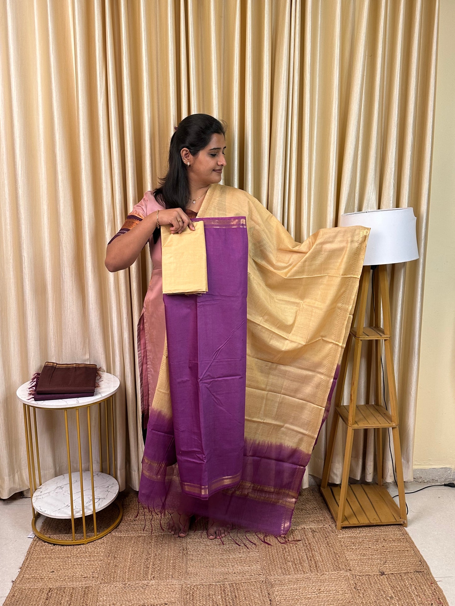 Mangalgiri Small border silk by cotton blend -MMB9