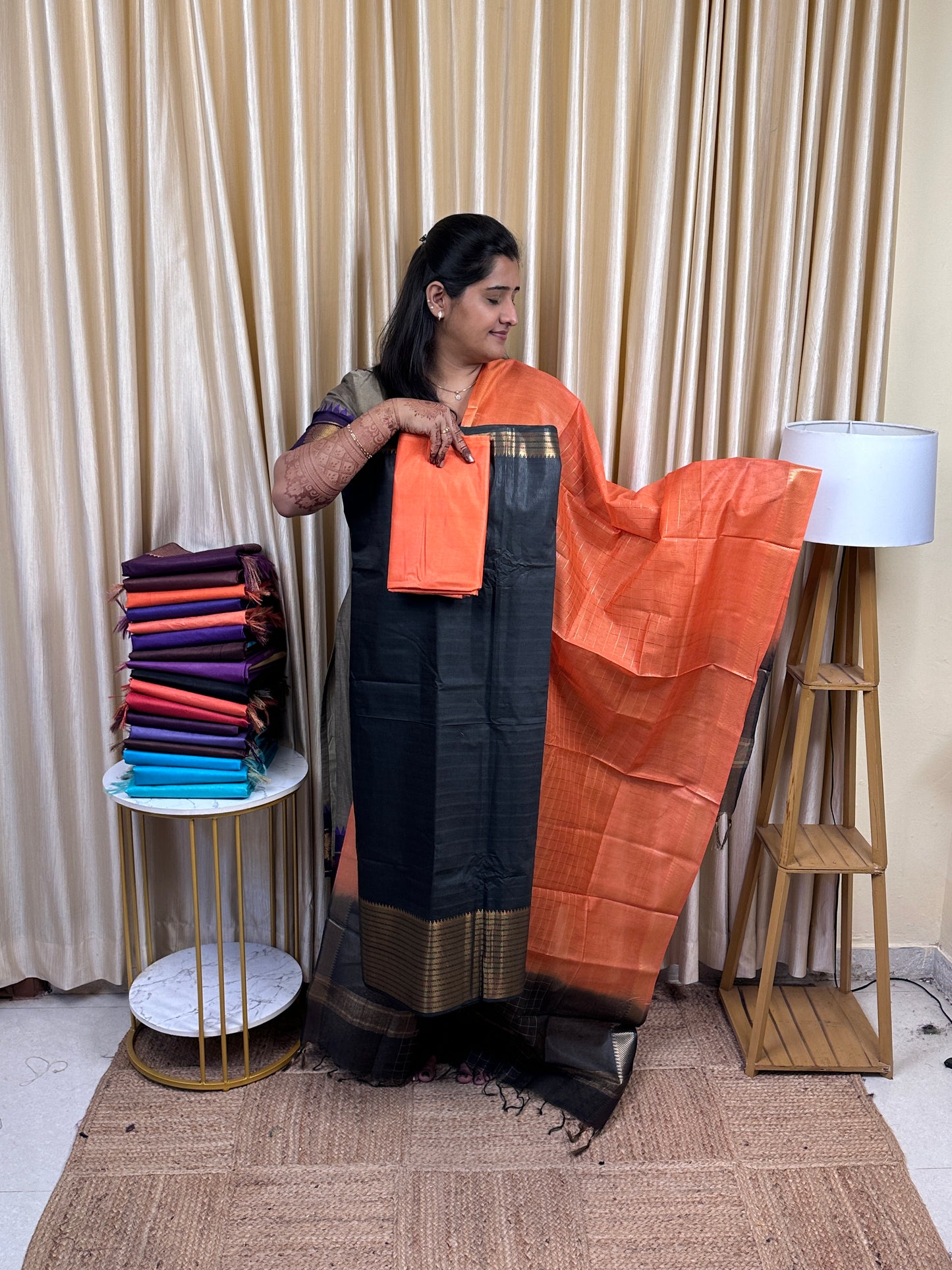 Mangalagiri big border silk cotton 3 piece set MBD-8