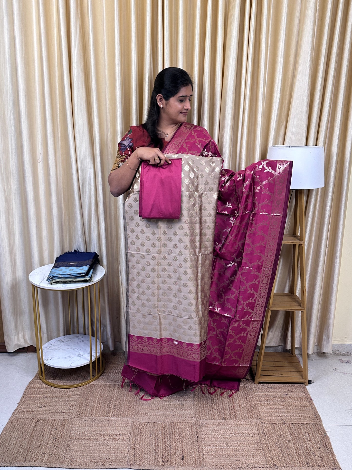 Banarasi Katan silk 3 piece set -BWS3
