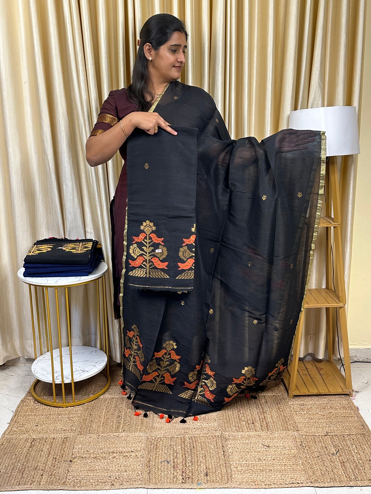 Linen Banarasi Jamdhani handloom JAM85