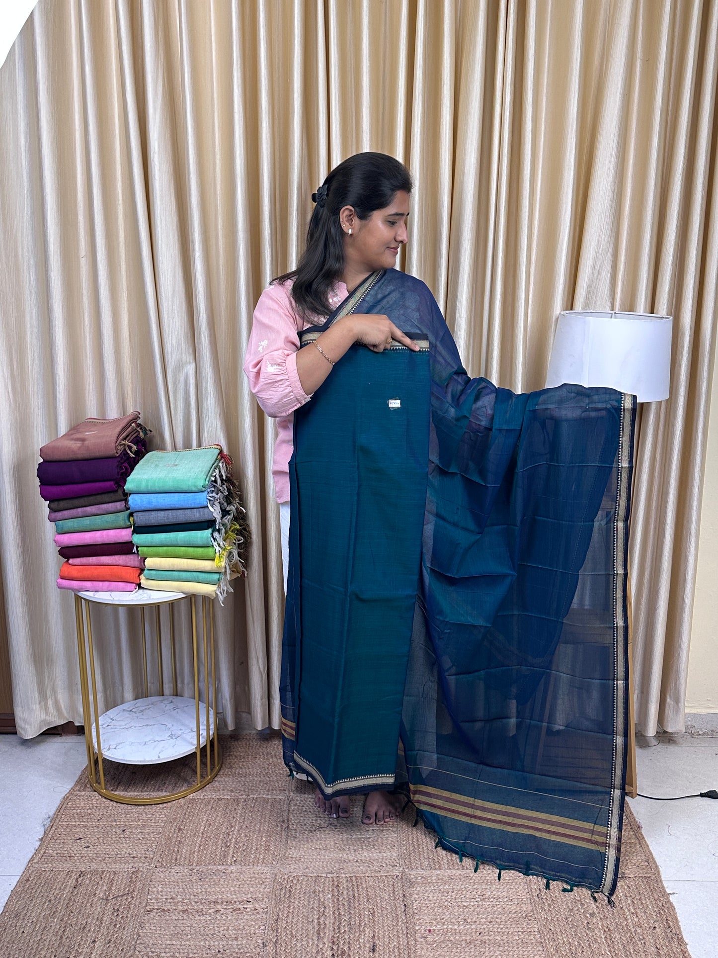 Narayanpet checks Mercerised cotton (4.5 m Top)-NILA20