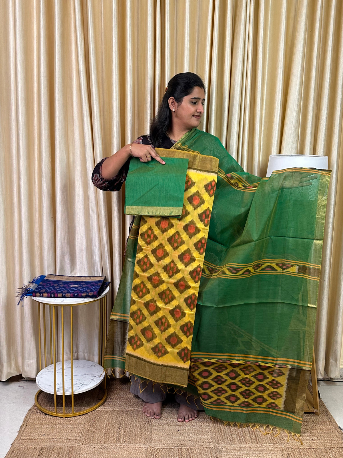 Handloom Pochampalli Sico 3 piece set -KHP 88