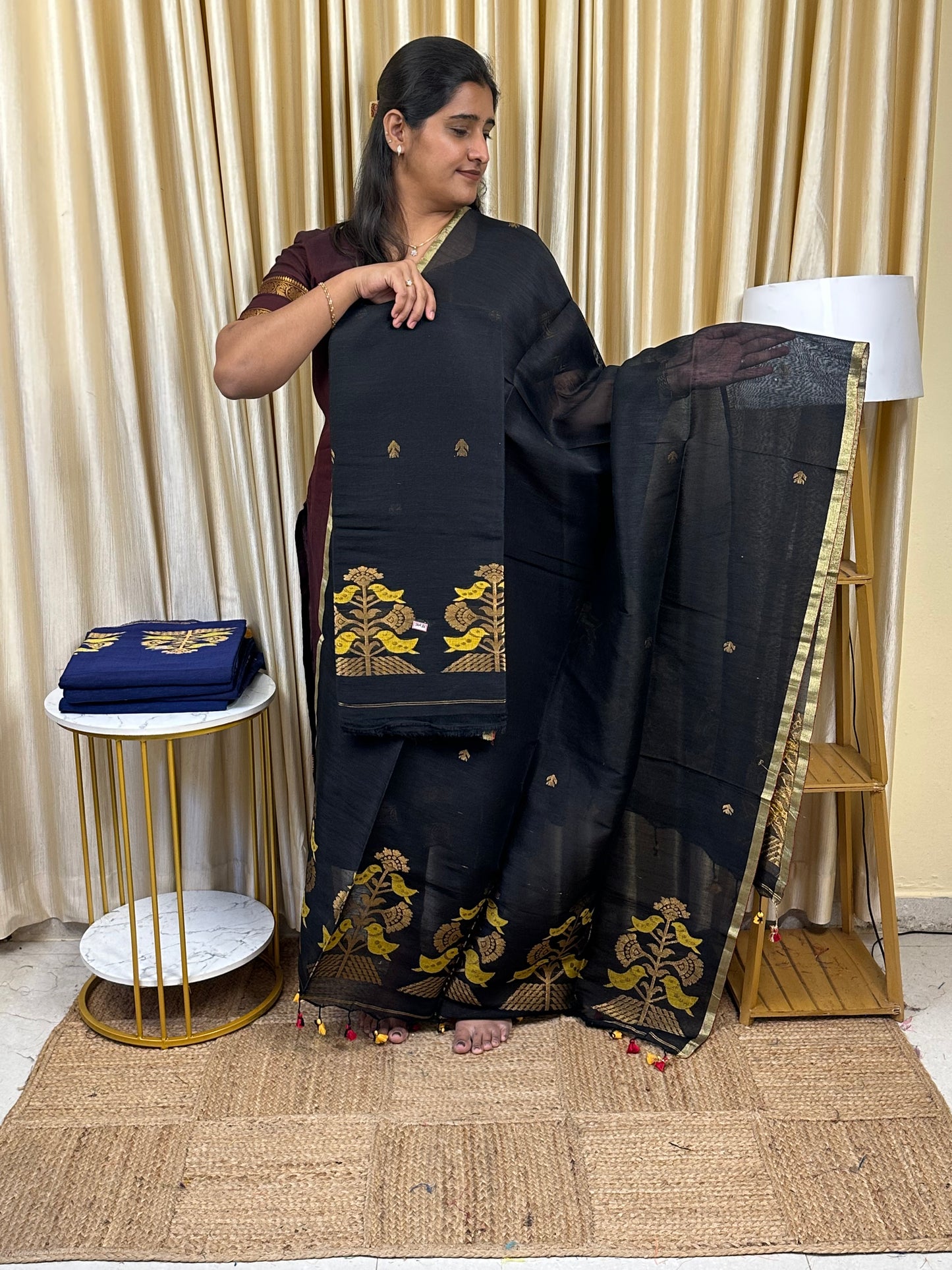 Linen Banarasi Jamdhani handloom JAM86