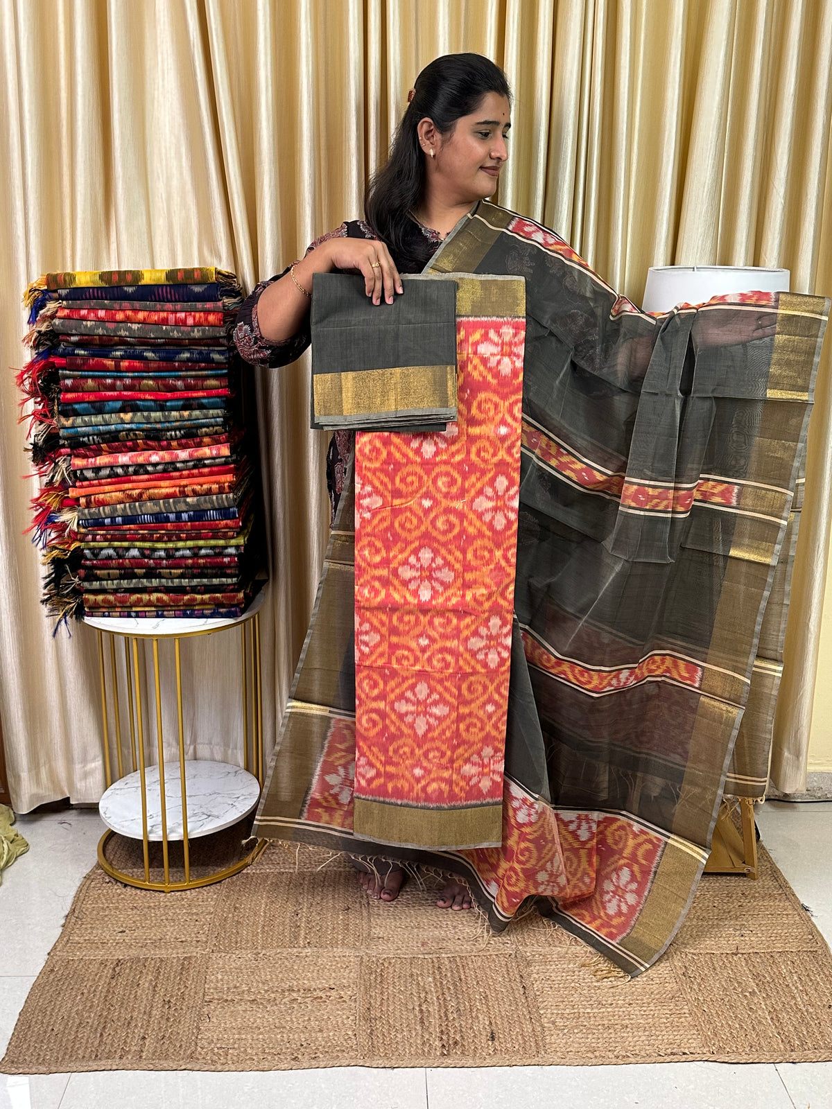 Handloom Pochampalli Sico 3 piece set -KHP 53