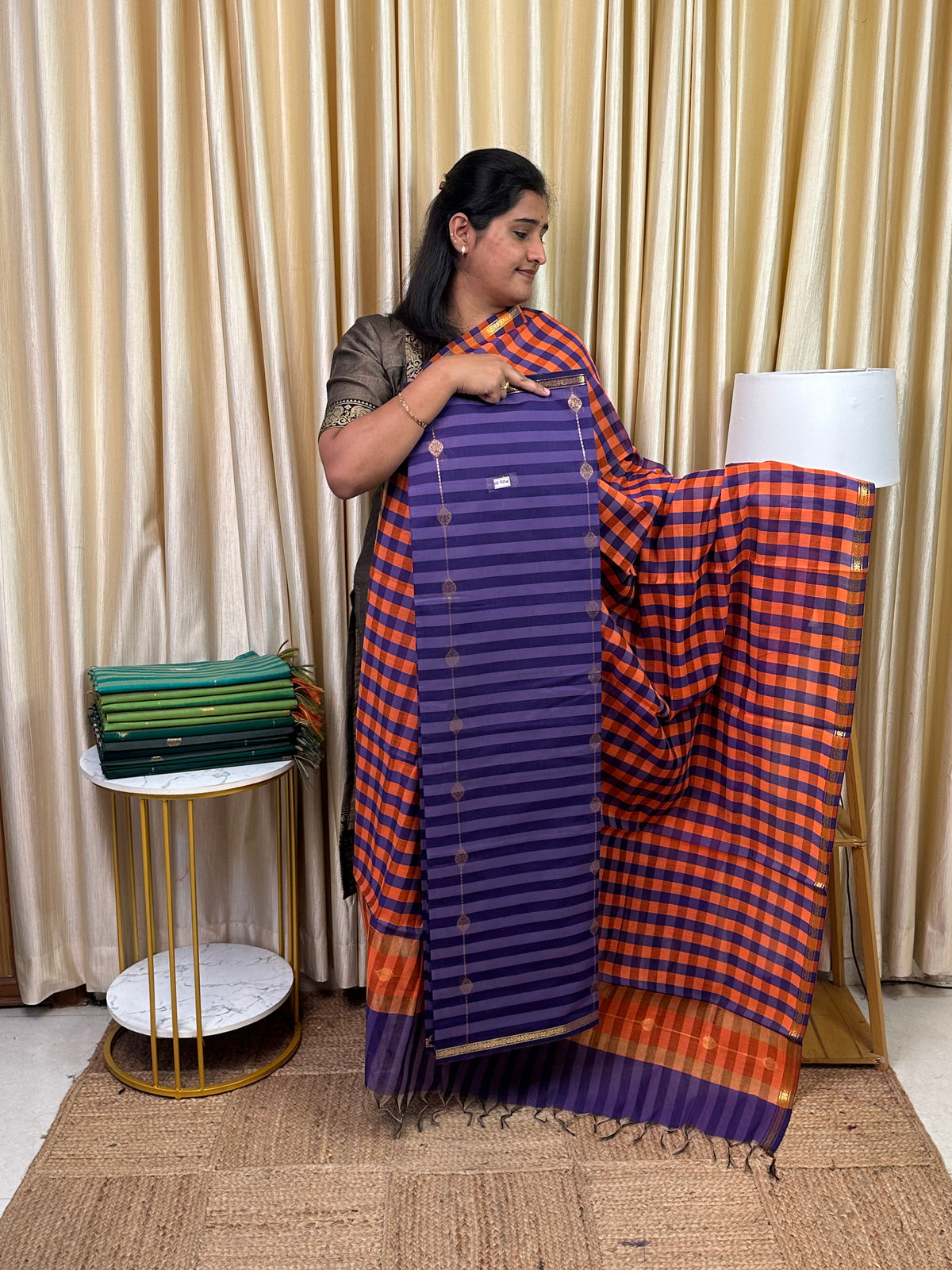 Maheswari checks 2 piece set-MDS30