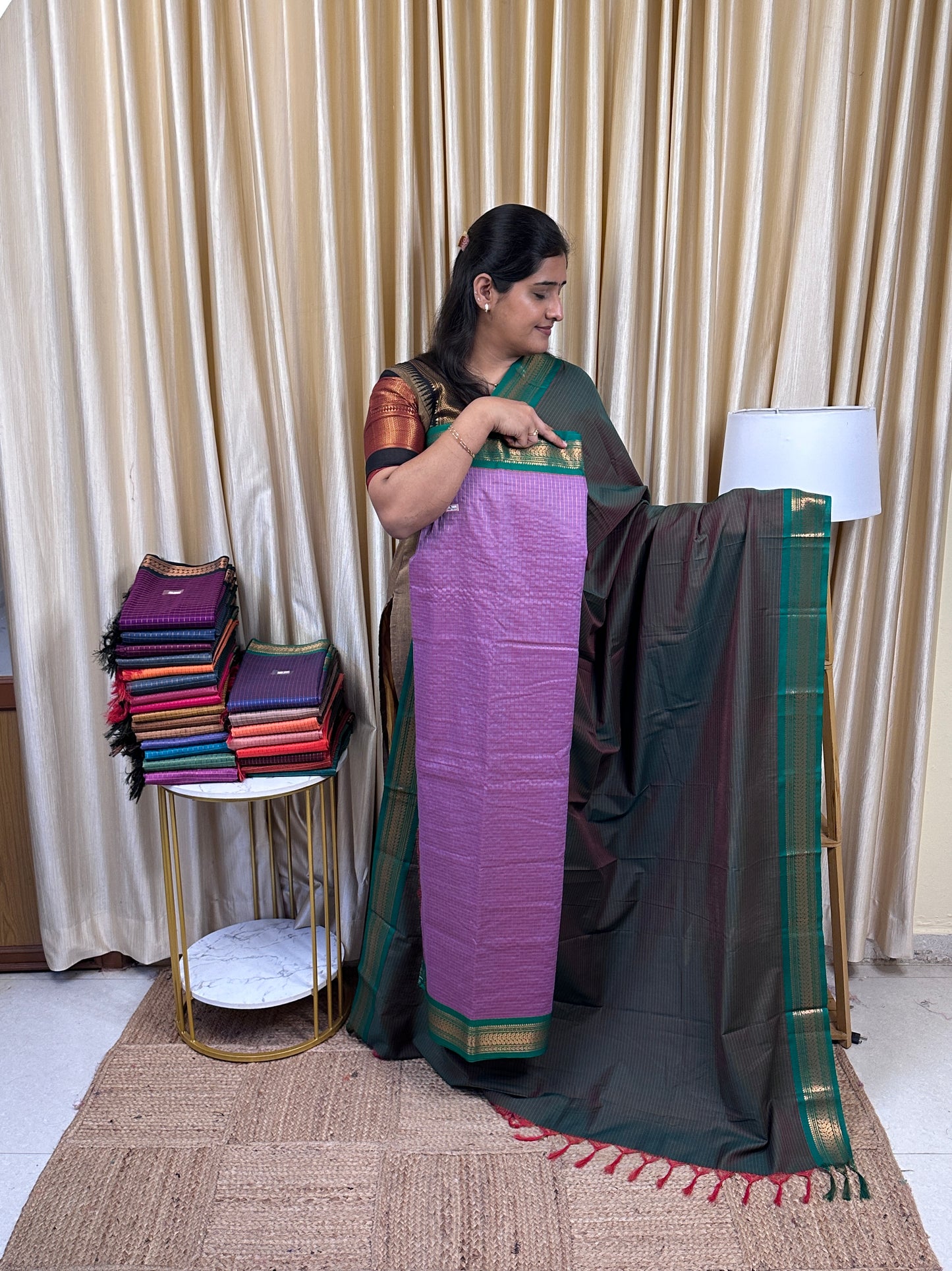 Kalyani checks silk by cotton 2 piece set - 7