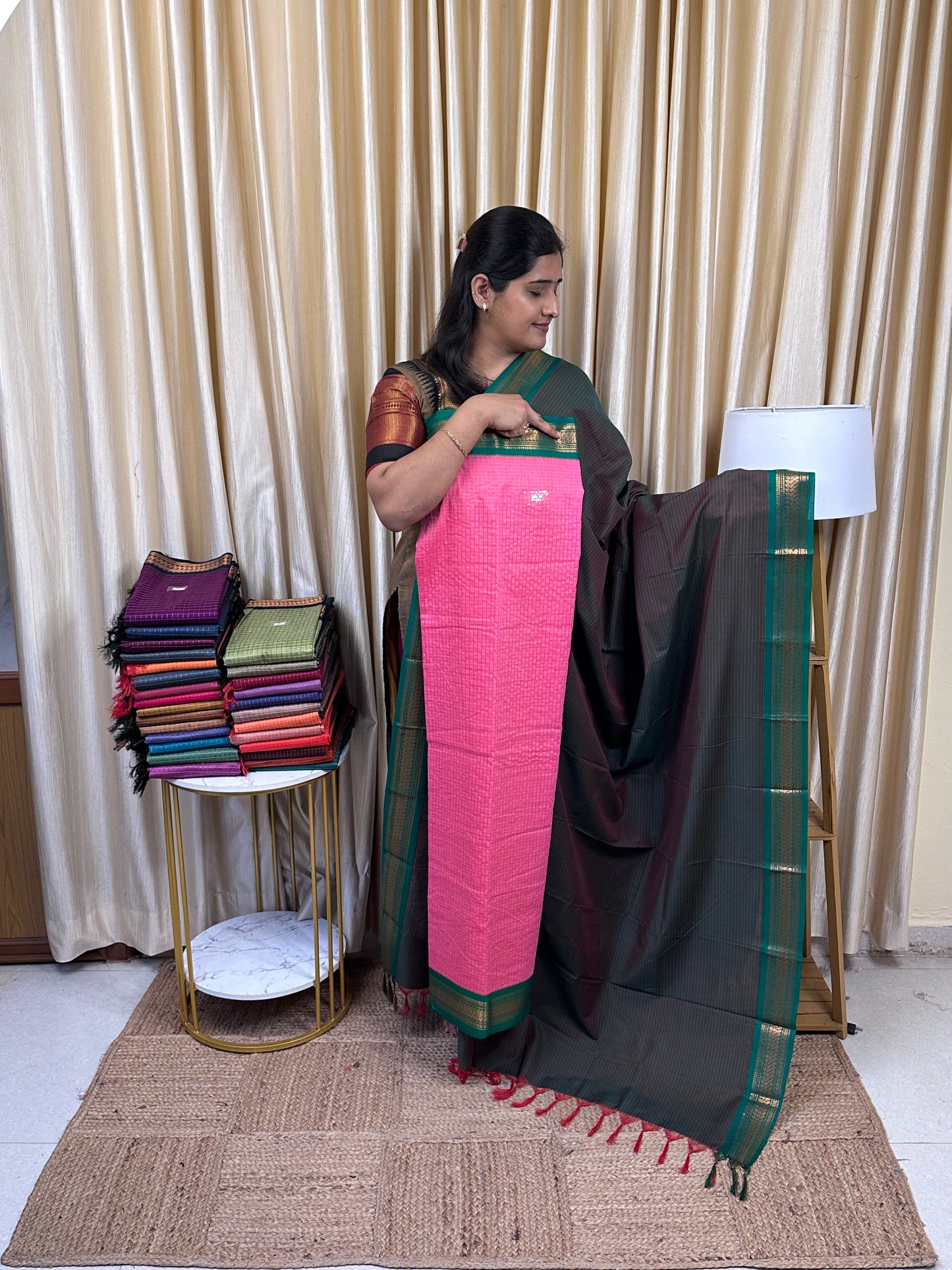 Kalyani checks silk by cotton 2 piece set - 3