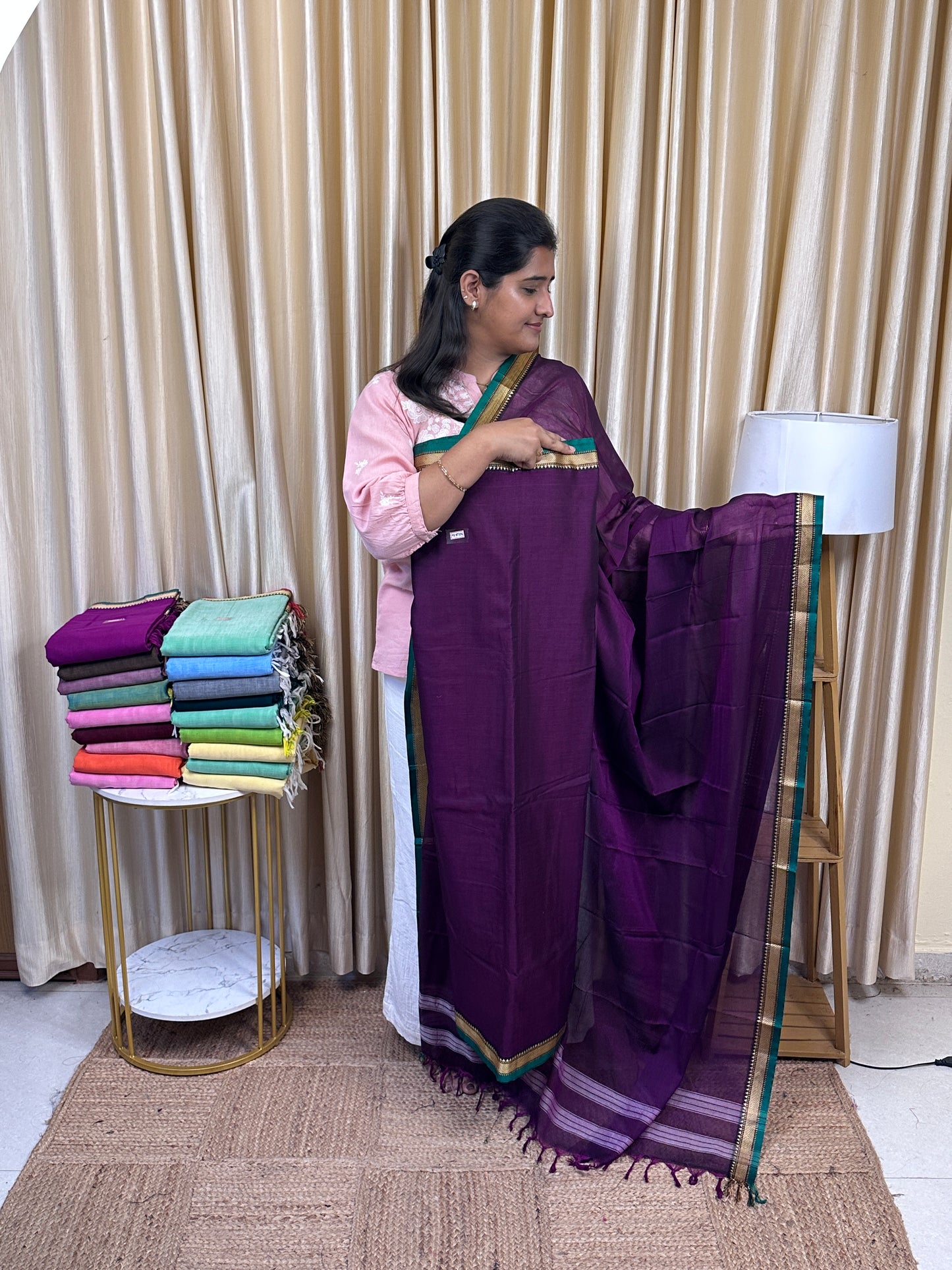 Narayanpet checks Mercerised cotton (4.5 m Top)-NILA50