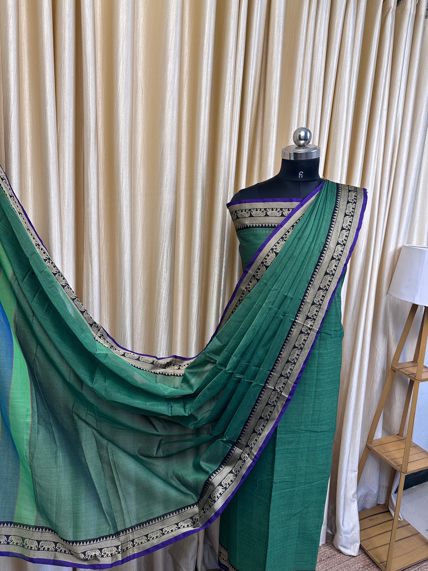 Saral- Narayanpet dress material - dual green