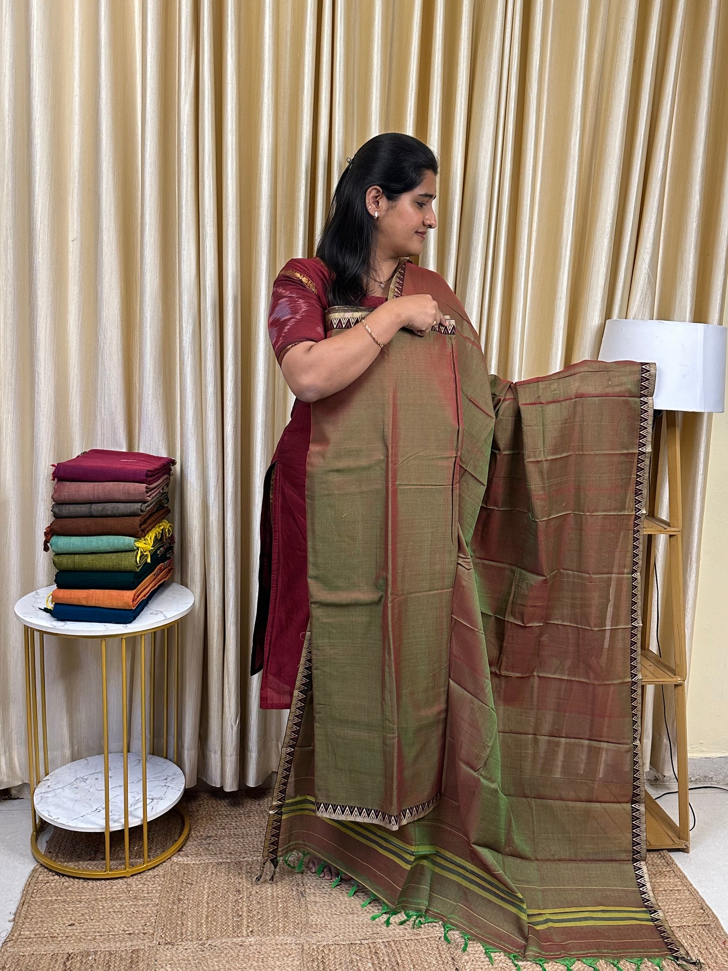 Narayanpet checks Mercerised cotton (4.5 m Top)-TBN3