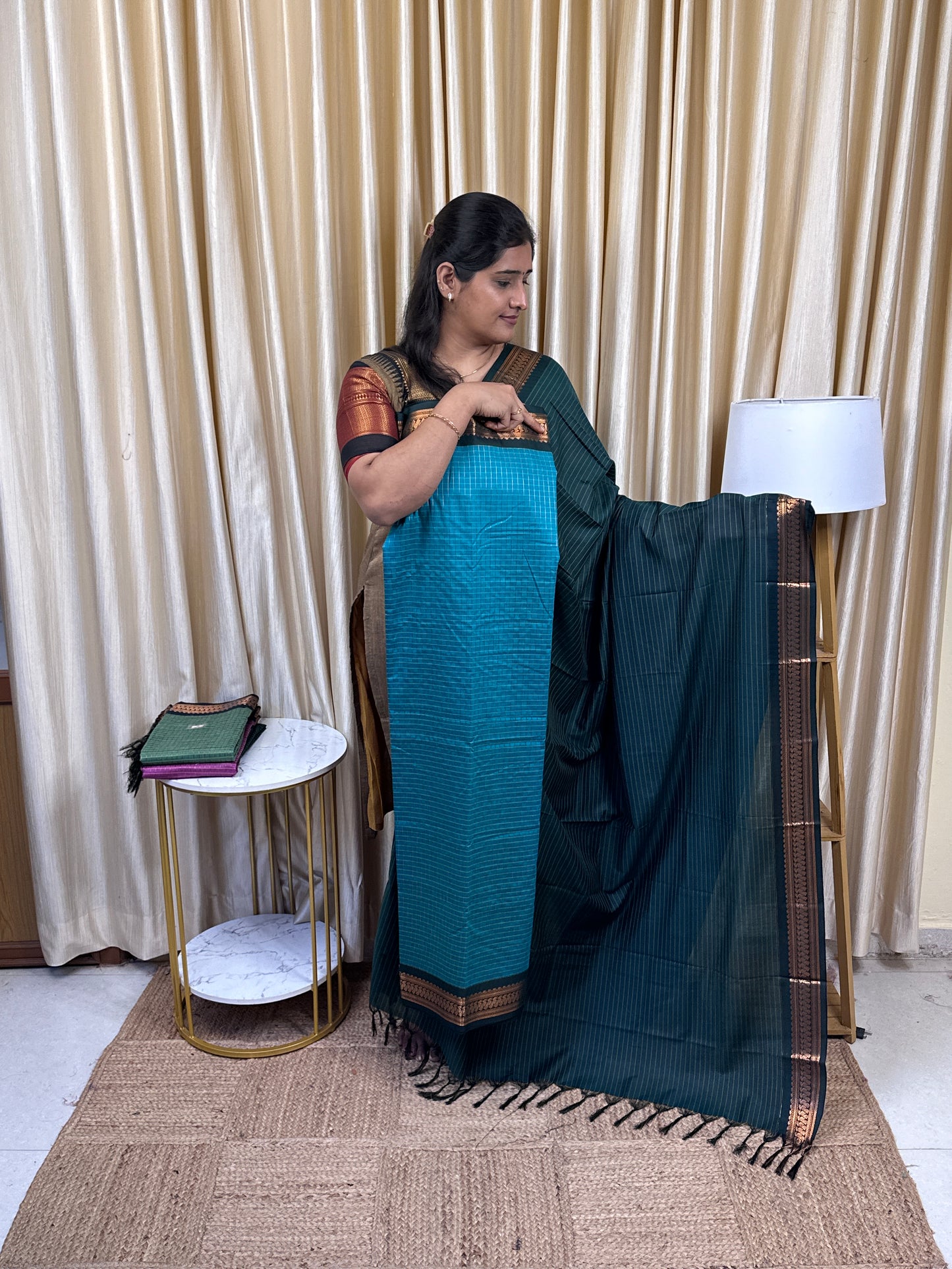 Kalyani checks silk by cotton 2 piece set - 28