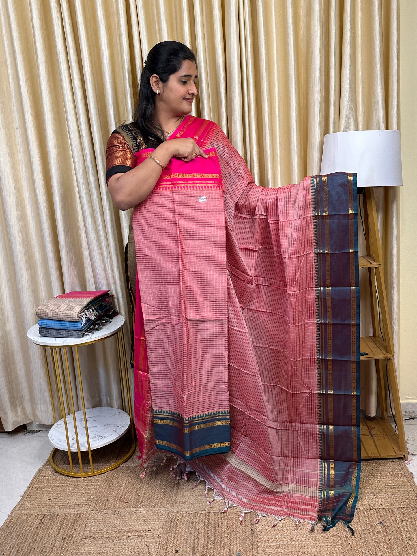 Narayanpet checks Mercerised cotton (4.5 m Top)-GJCH1