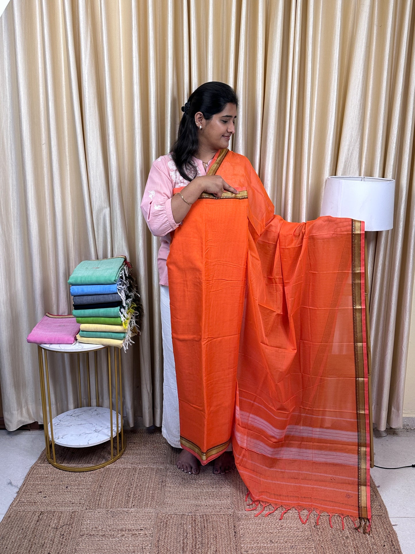 Narayanpet checks Mercerised cotton (4.5 m Top)-NILA58