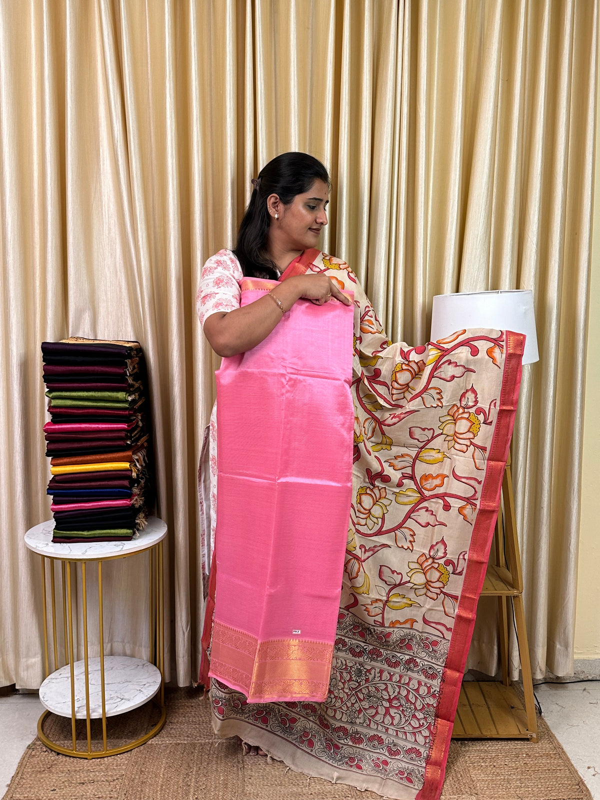 Handloom Mangalgiri Top kalamkari Duppatta-MG3